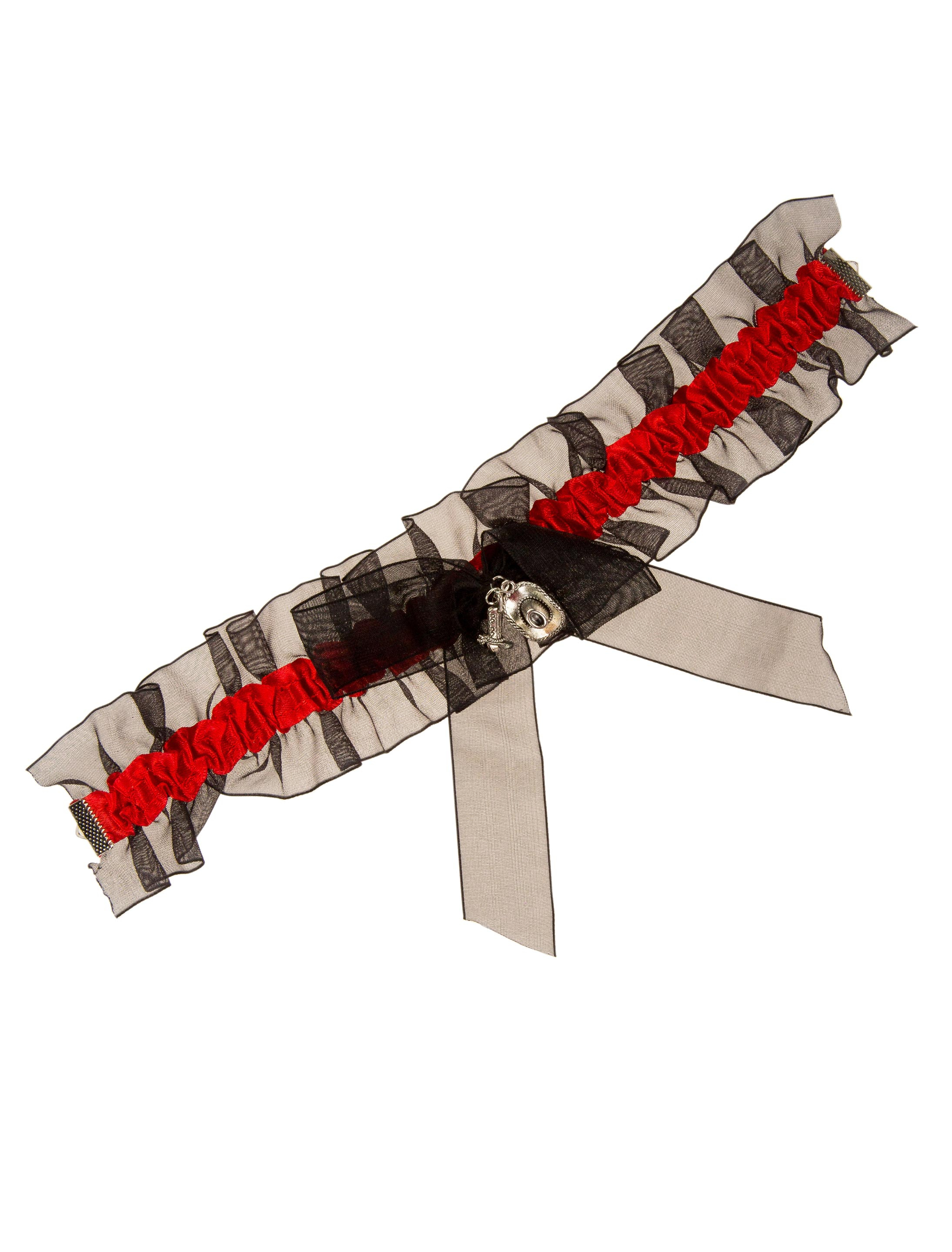 Kostümzubehör Halsband Cowgirl mit Rüschen Farbe: schwarz/rot