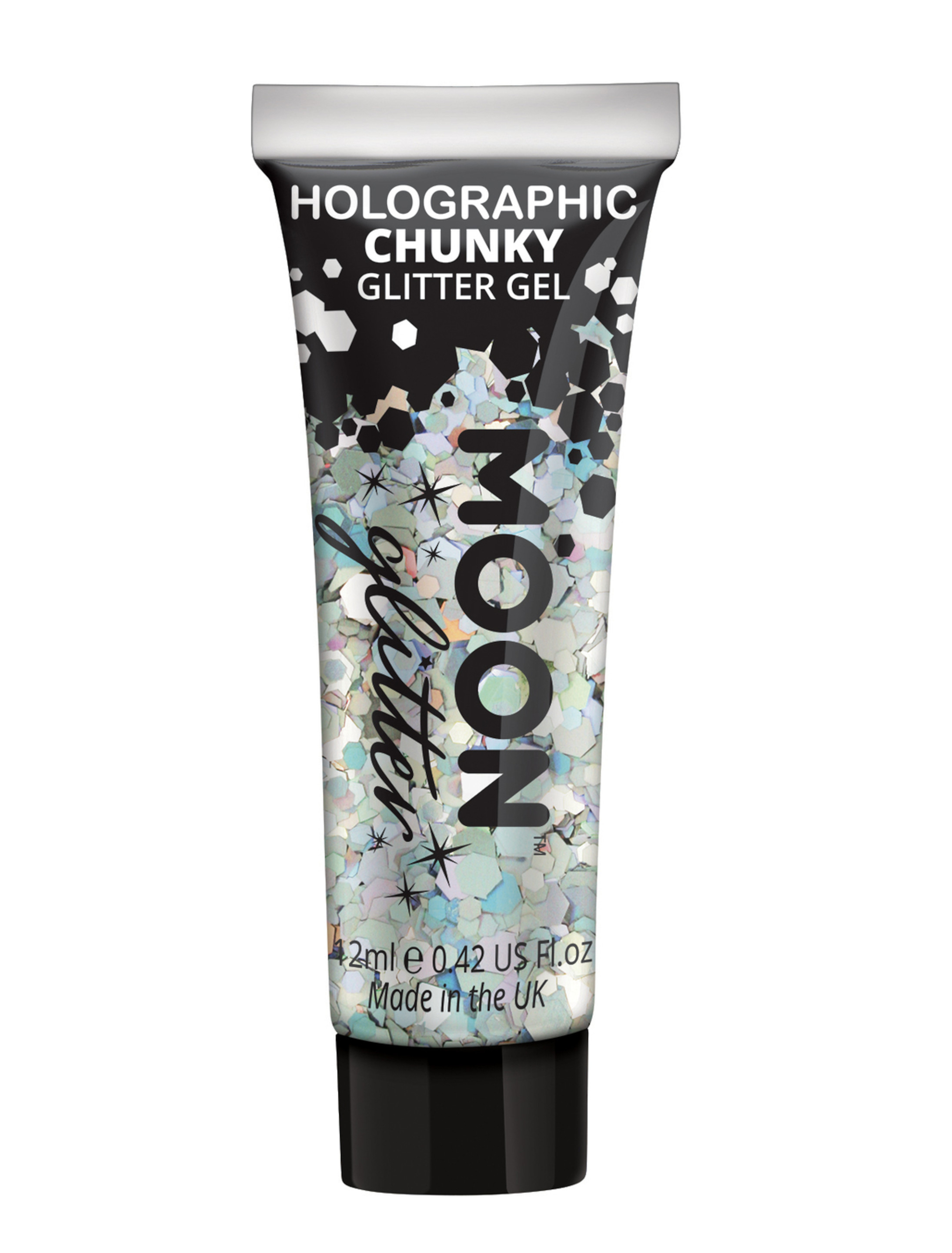 Glitzergel Chunky Holographic 12ml silber Schminke für Karneval & Fasching