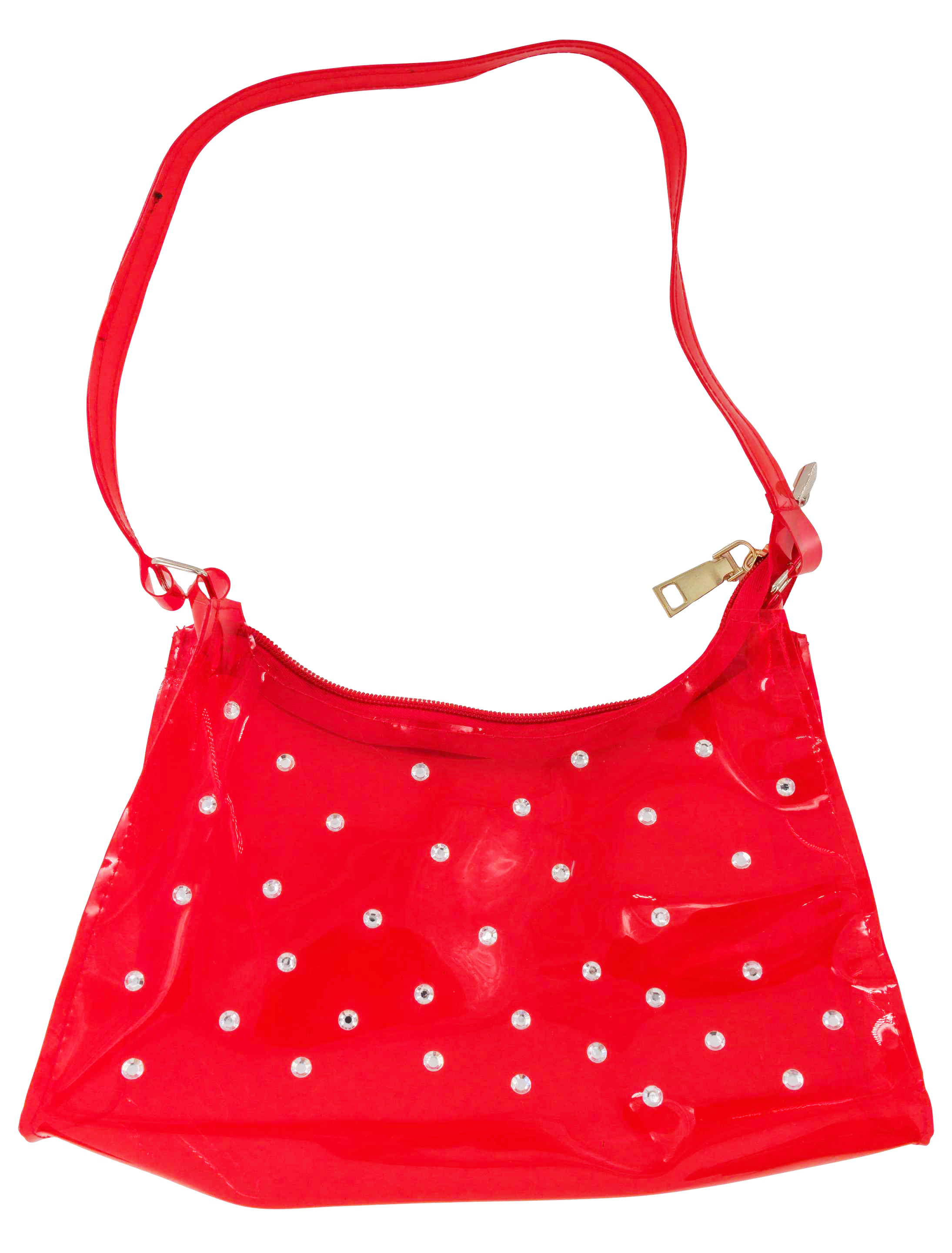 Kostümzubehör Tasche mit Kristallen durchsichtig rot