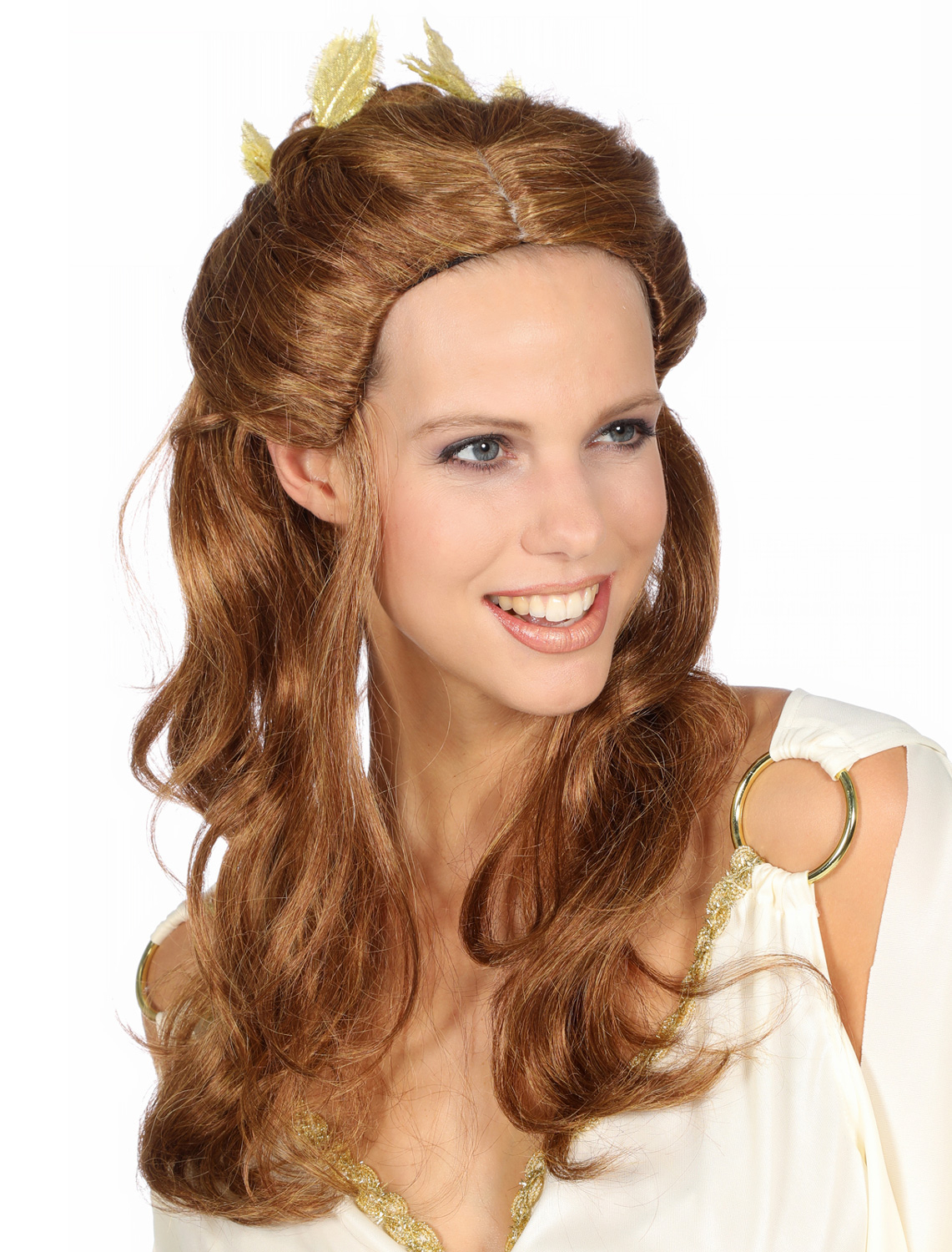 Kostümzubehör Kostümzubehör Perücke braun mit Blättern gold