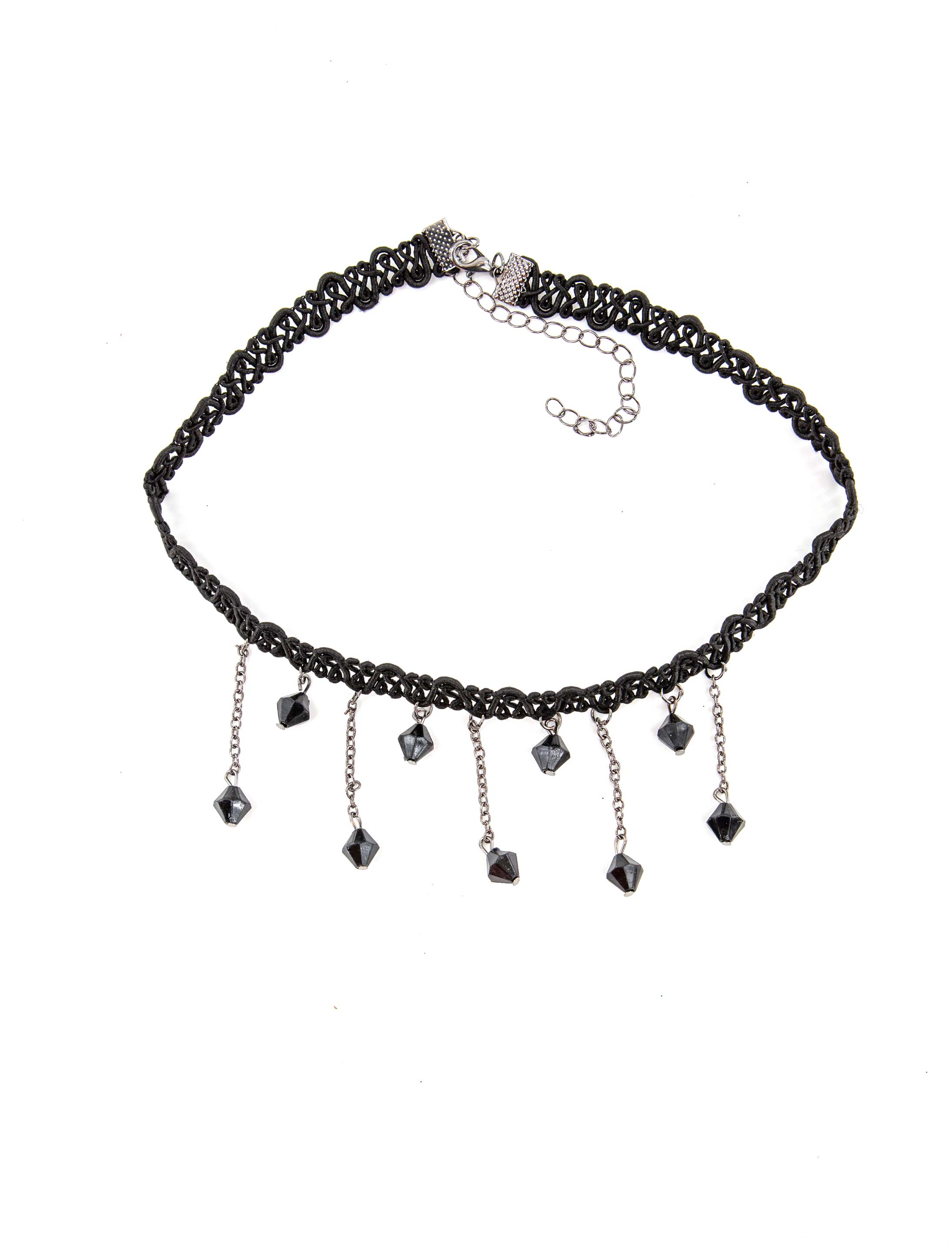 Kostümzubehör Halsband mit Perlenbommeln Farbe: schwarz