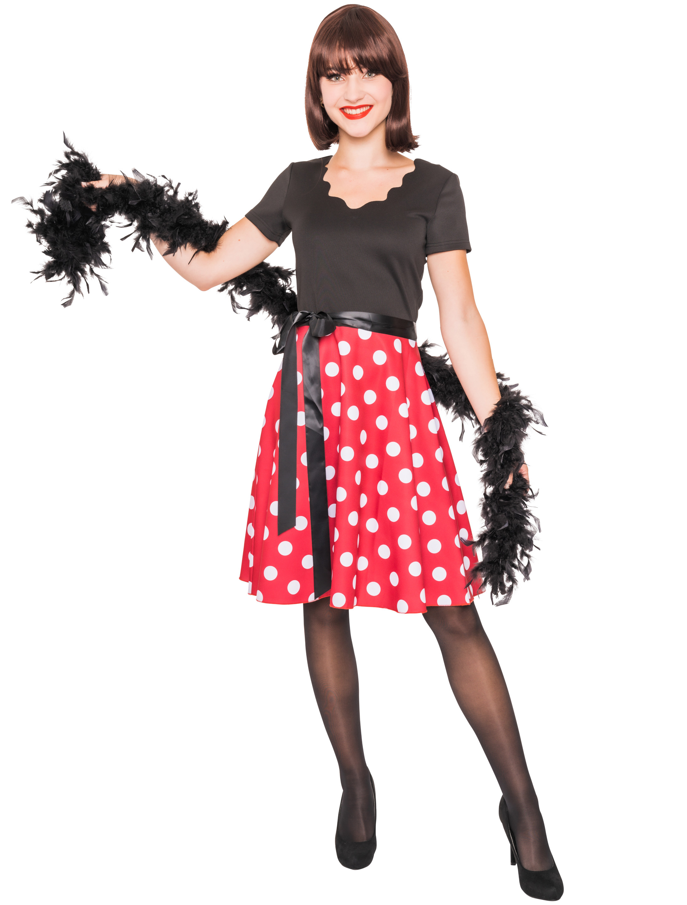 Kleid Maus mit Punkten schwarz/weiß/rot XL