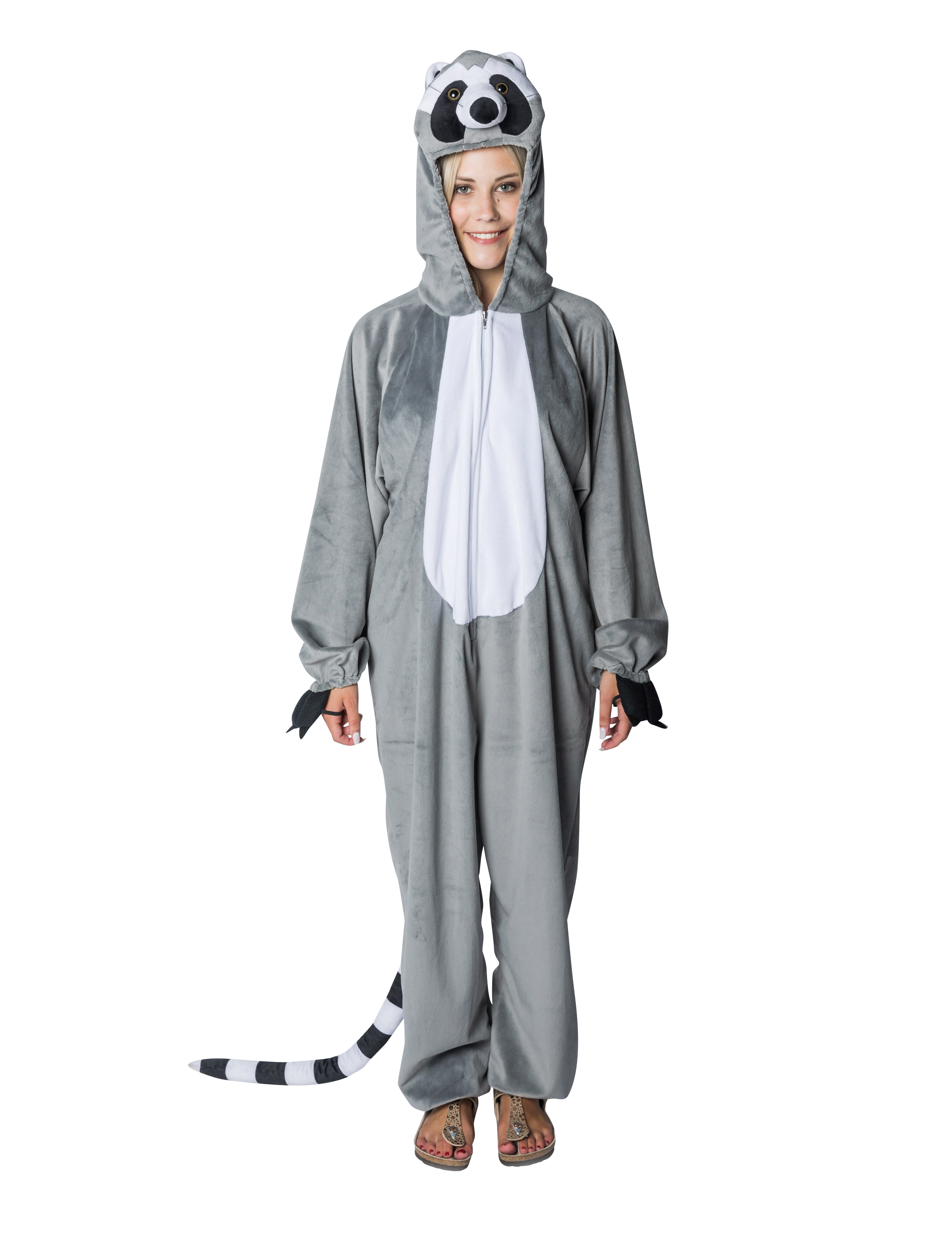 Overall Plüsch Waschbär Damen grau 40-42