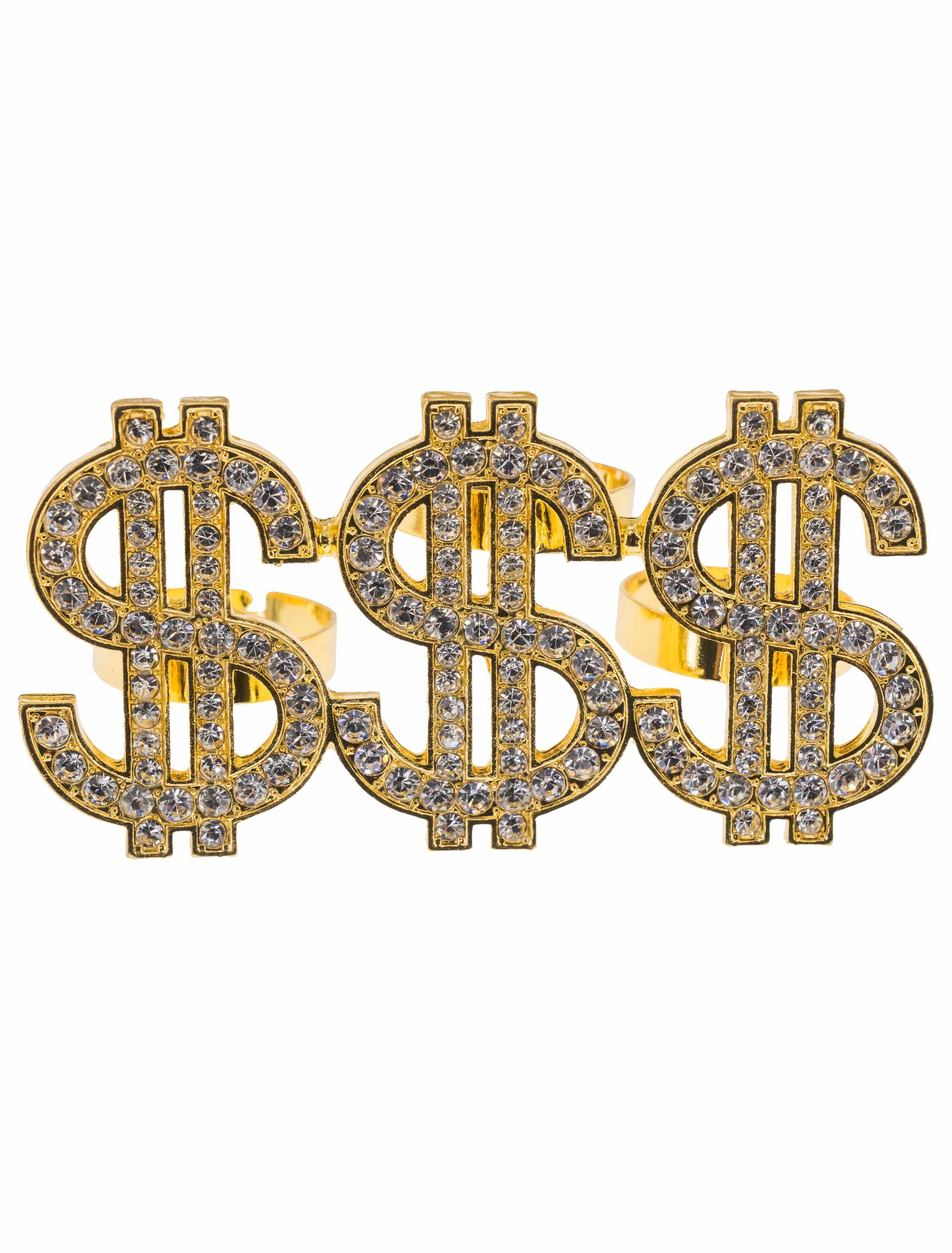 Kostümzubehör 3-Finger-Ring Dollar, verstellbar gold