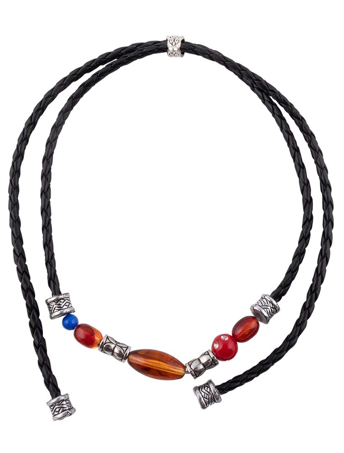 Kostümzubehör Armband Pirat mit Perlen schwarz