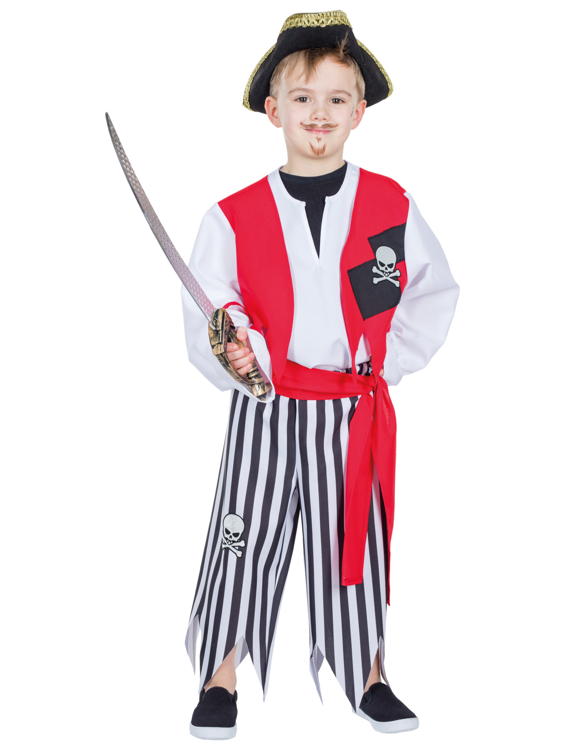 Pirat Kinder 3-tlg. schwarz/weiß/rot