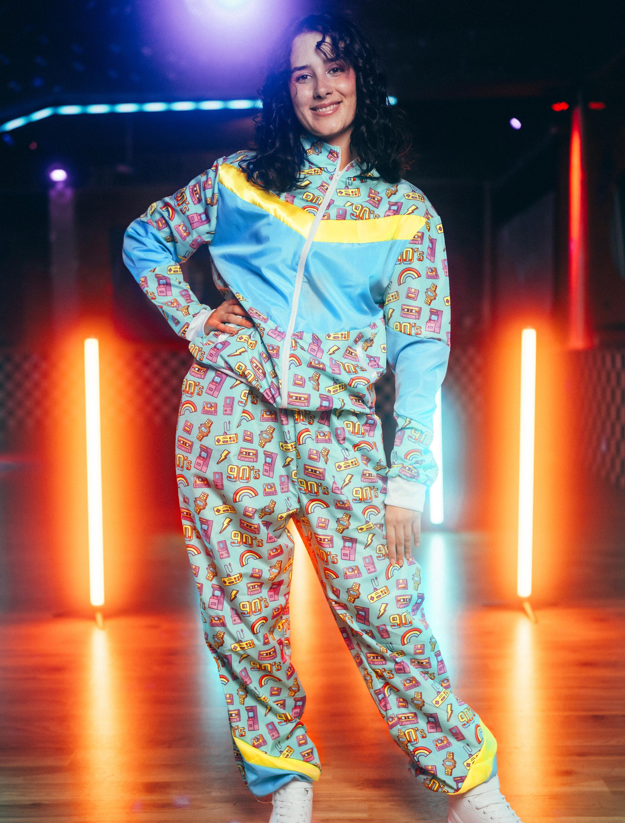 Jogging Anzug Kassette 2 tlg. Print gelb/blau M