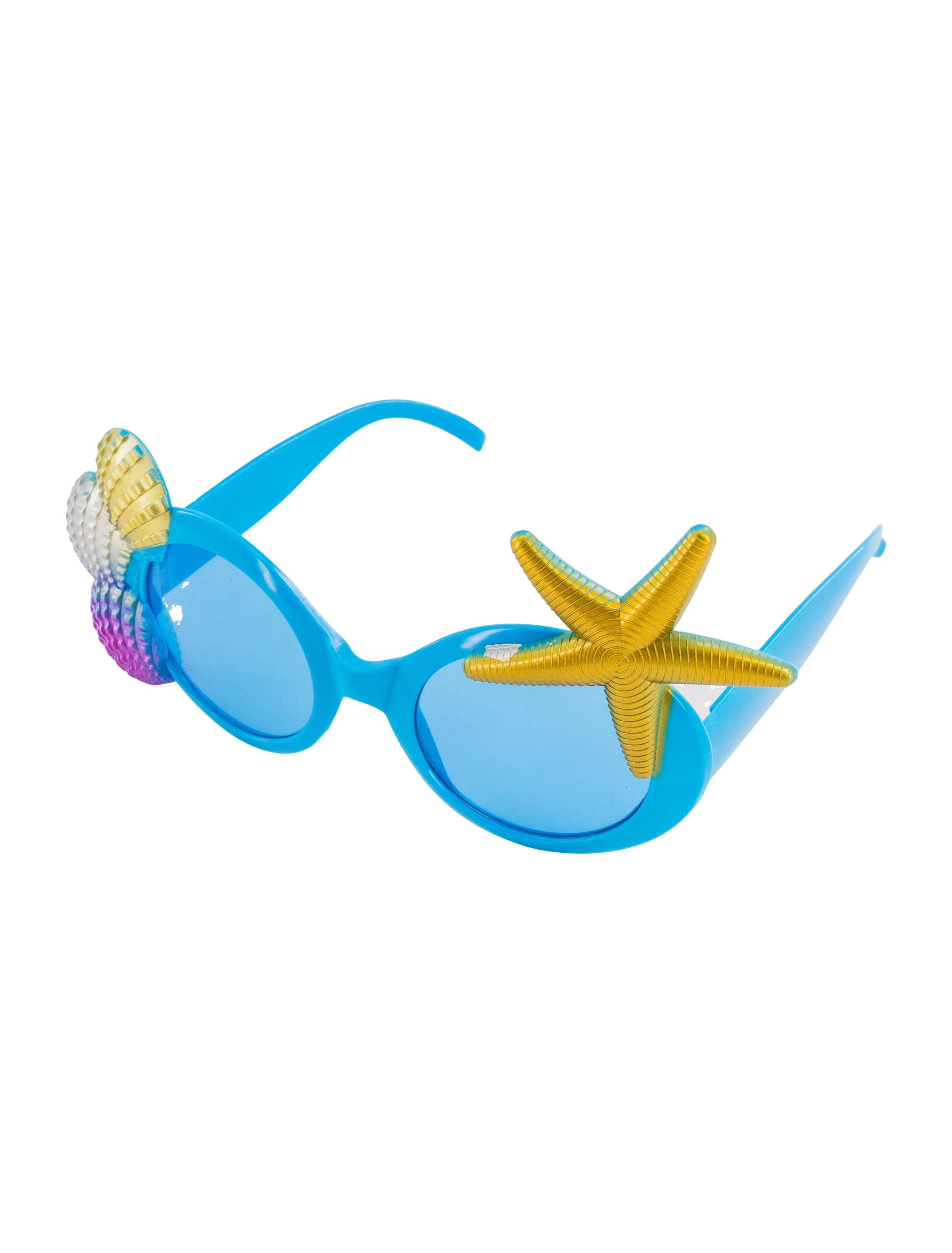 Kostümzubehör Brille mit Muscheln blau