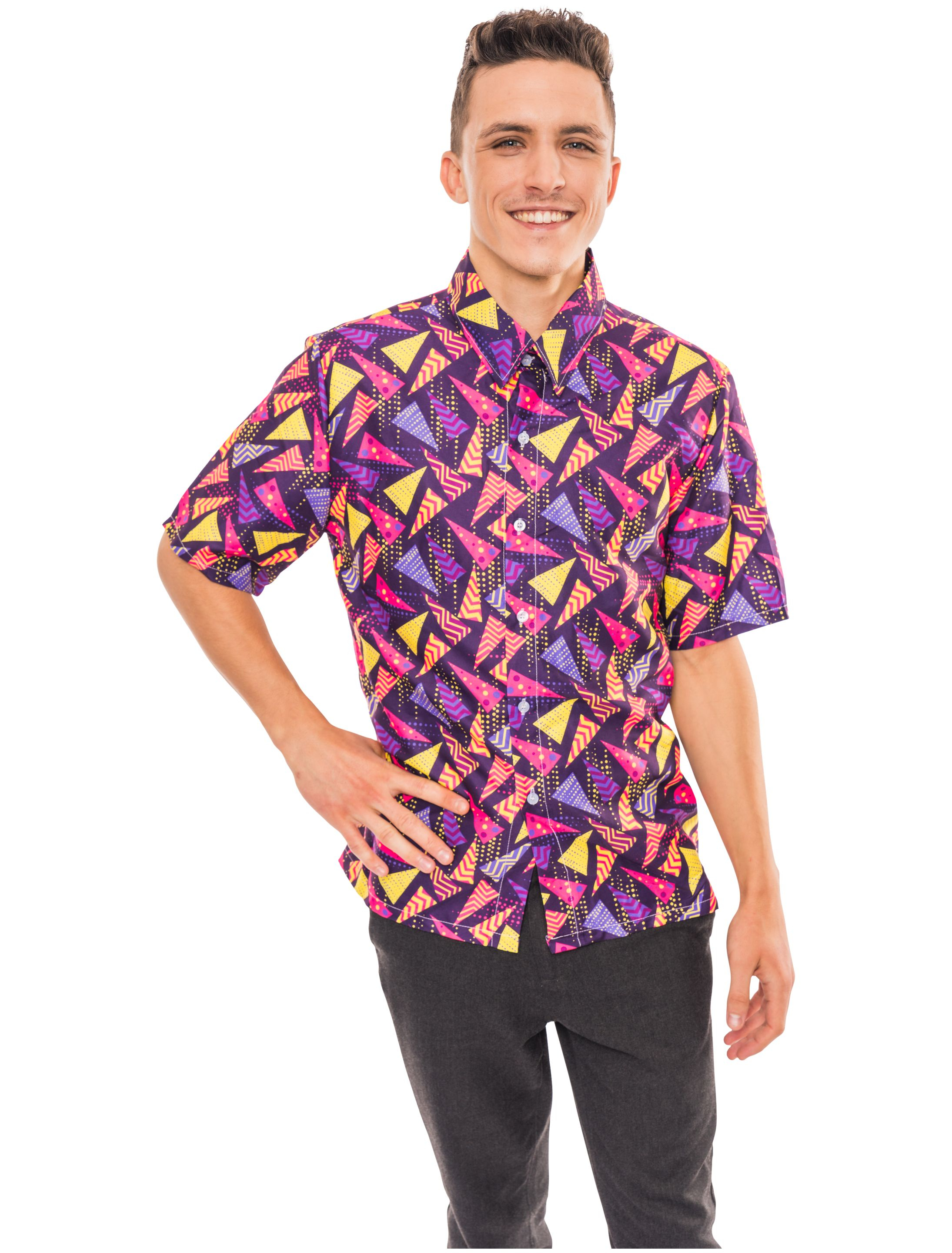 Hemd mit Print Dreiecke Herren lila XL