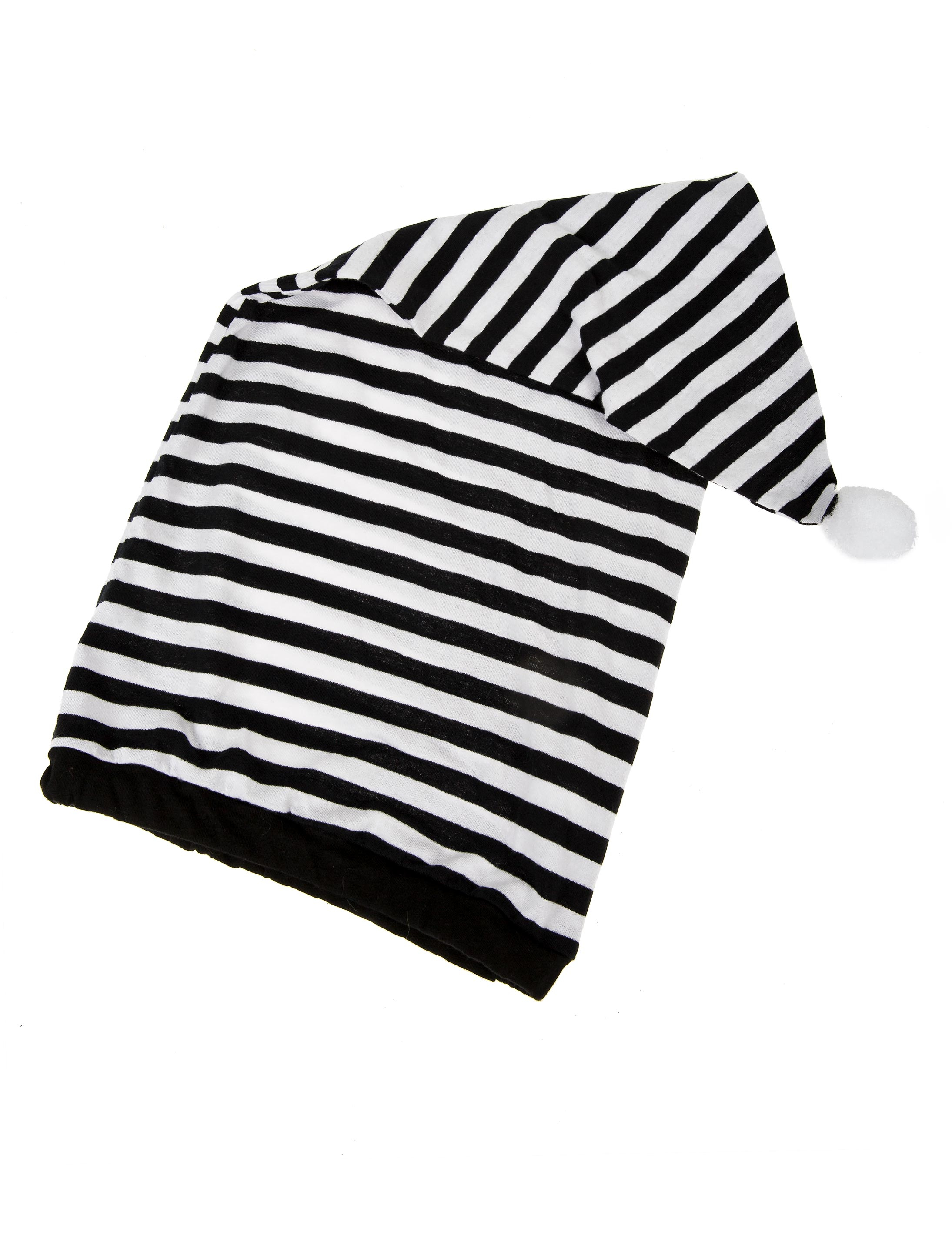 Kostümzubehör Schlafmütze gestreift schwarz/weiß one size
