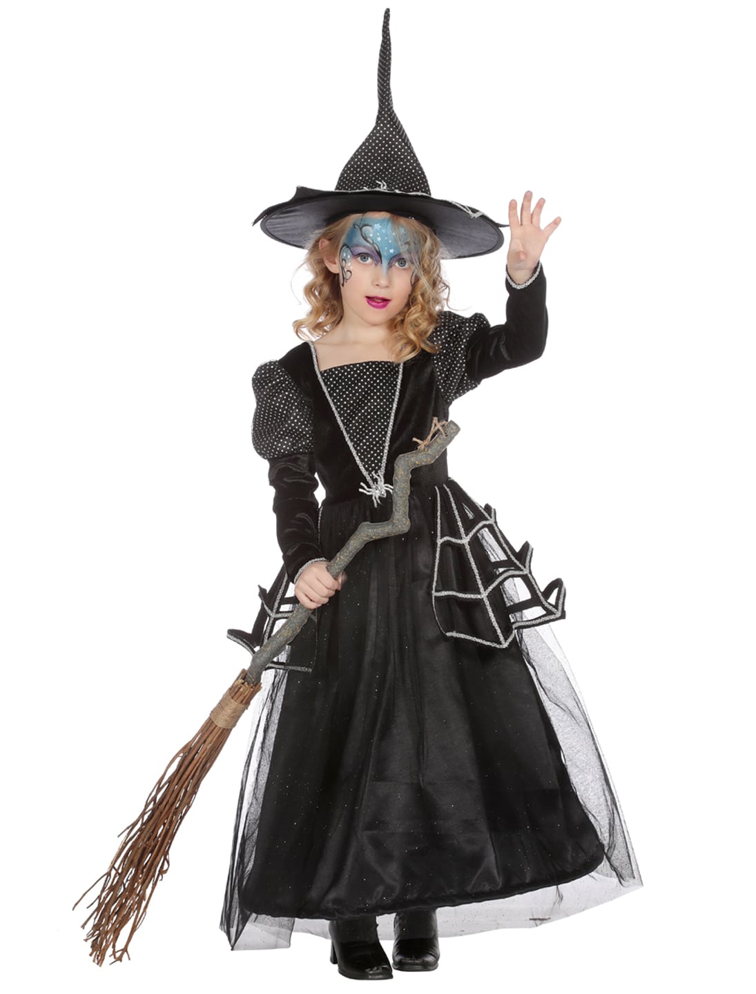 Kleid Spinnenhexe Kinder 2-tlg. schwarz 116