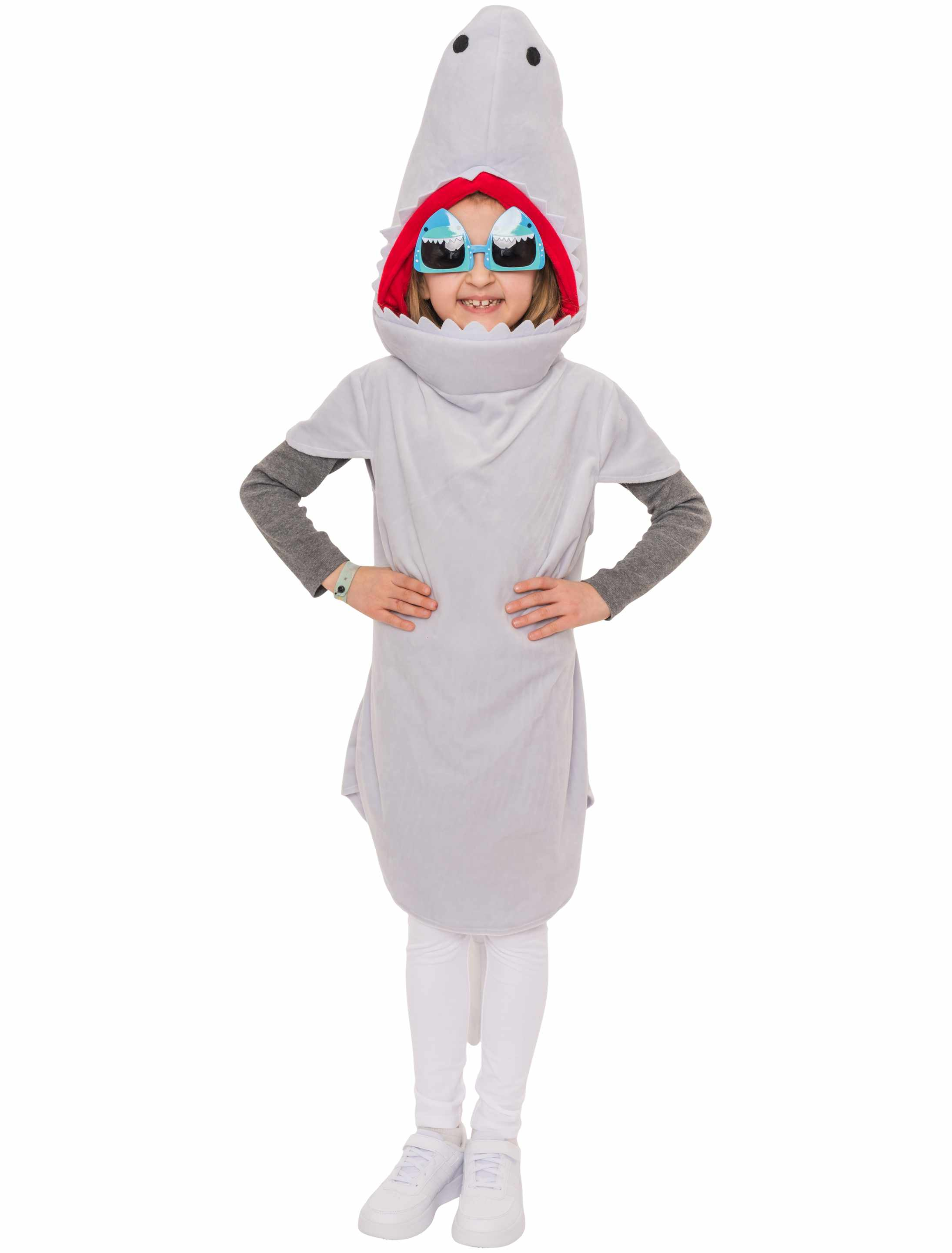 Overall Plüsch Hai grau 98-104