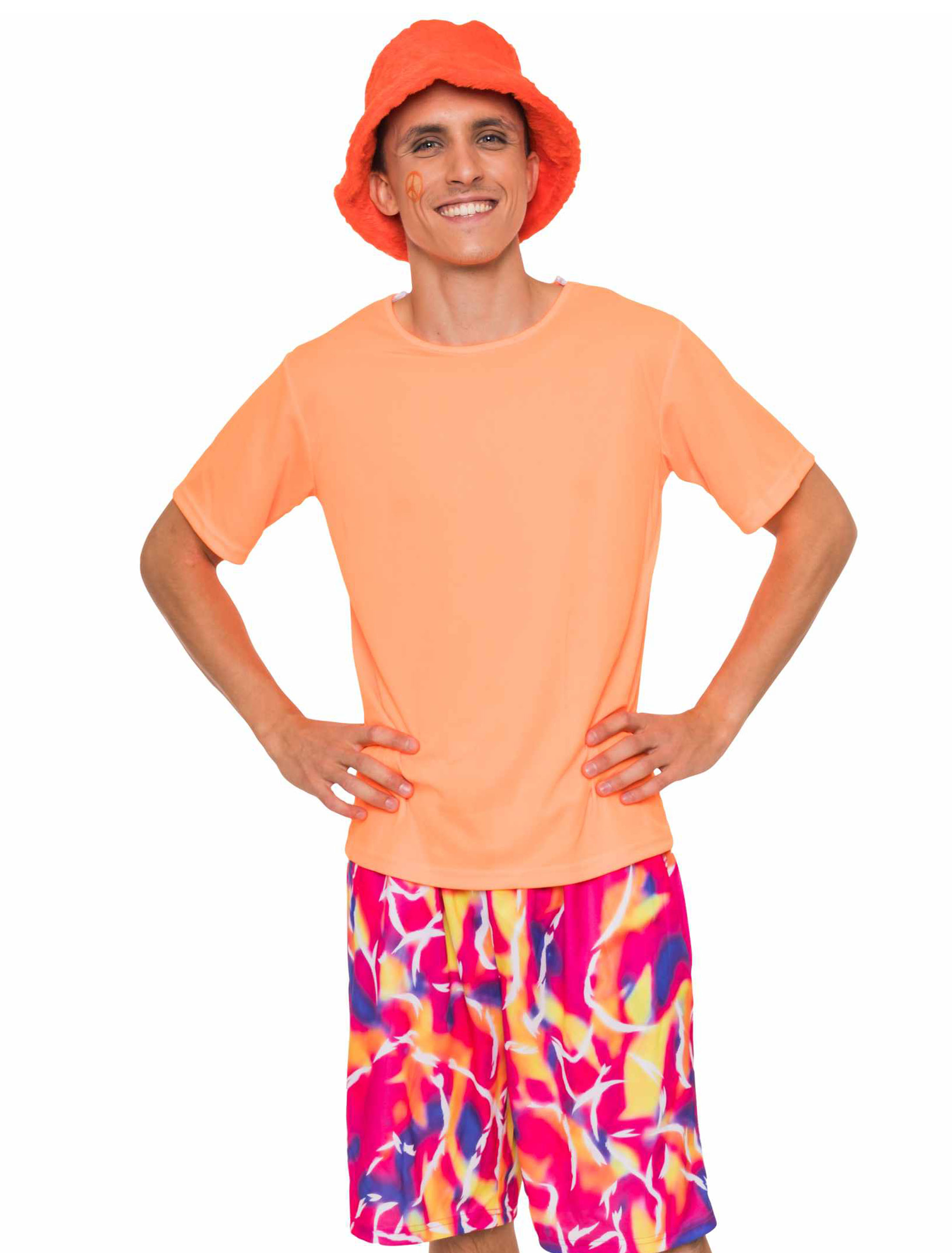 T-Shirt Neon Unifarben Herren neonorange 2XL/3XL