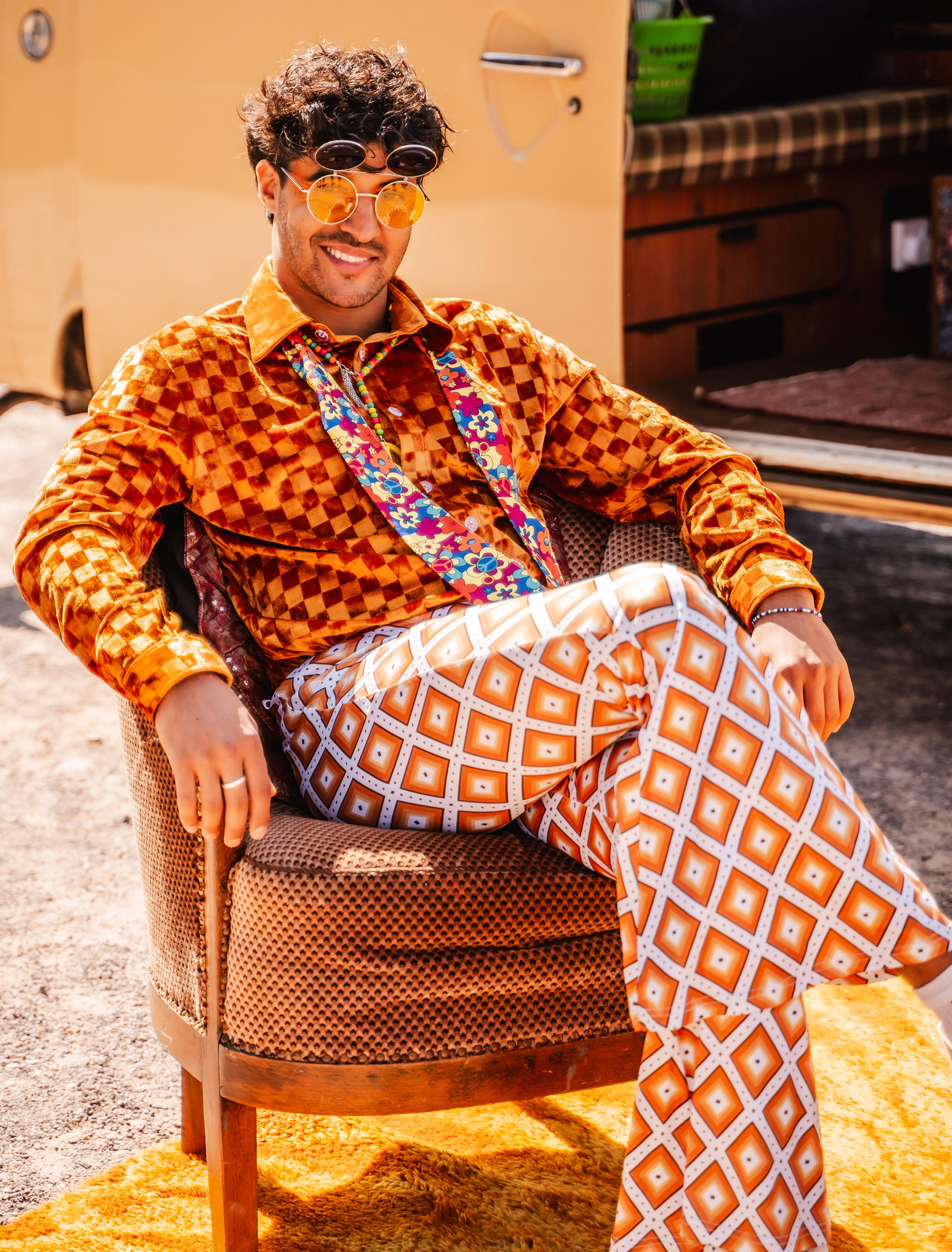 Hemd in Samtoptik Herren braun S/M