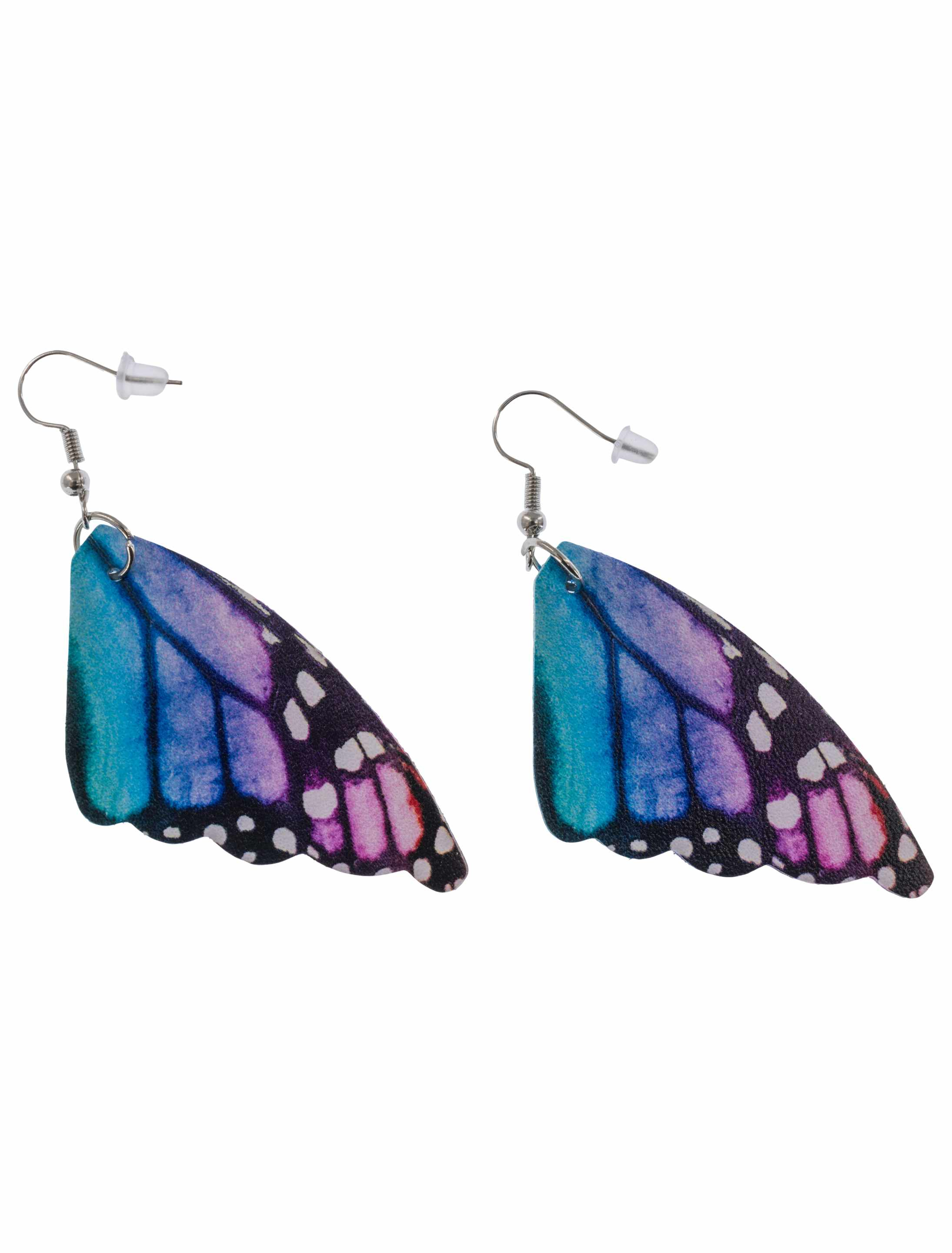 Kostümzubehör Ohrringe Schmetterling blau/lila