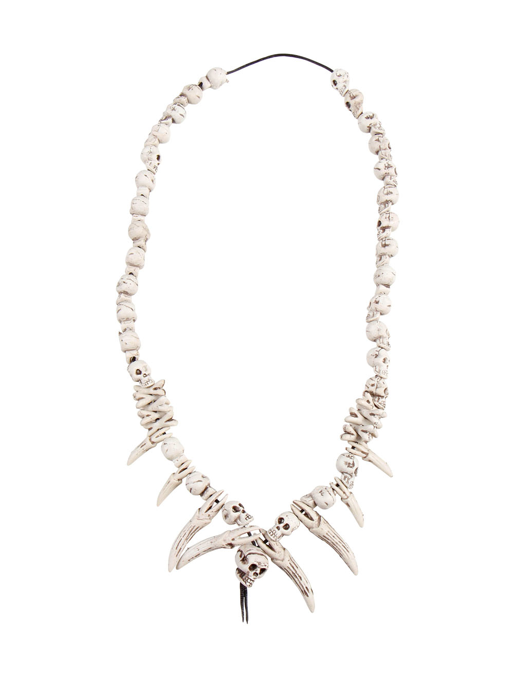Kostümzubehör Halskette mit Zähnen und Totenköpfen Farbe: weiß