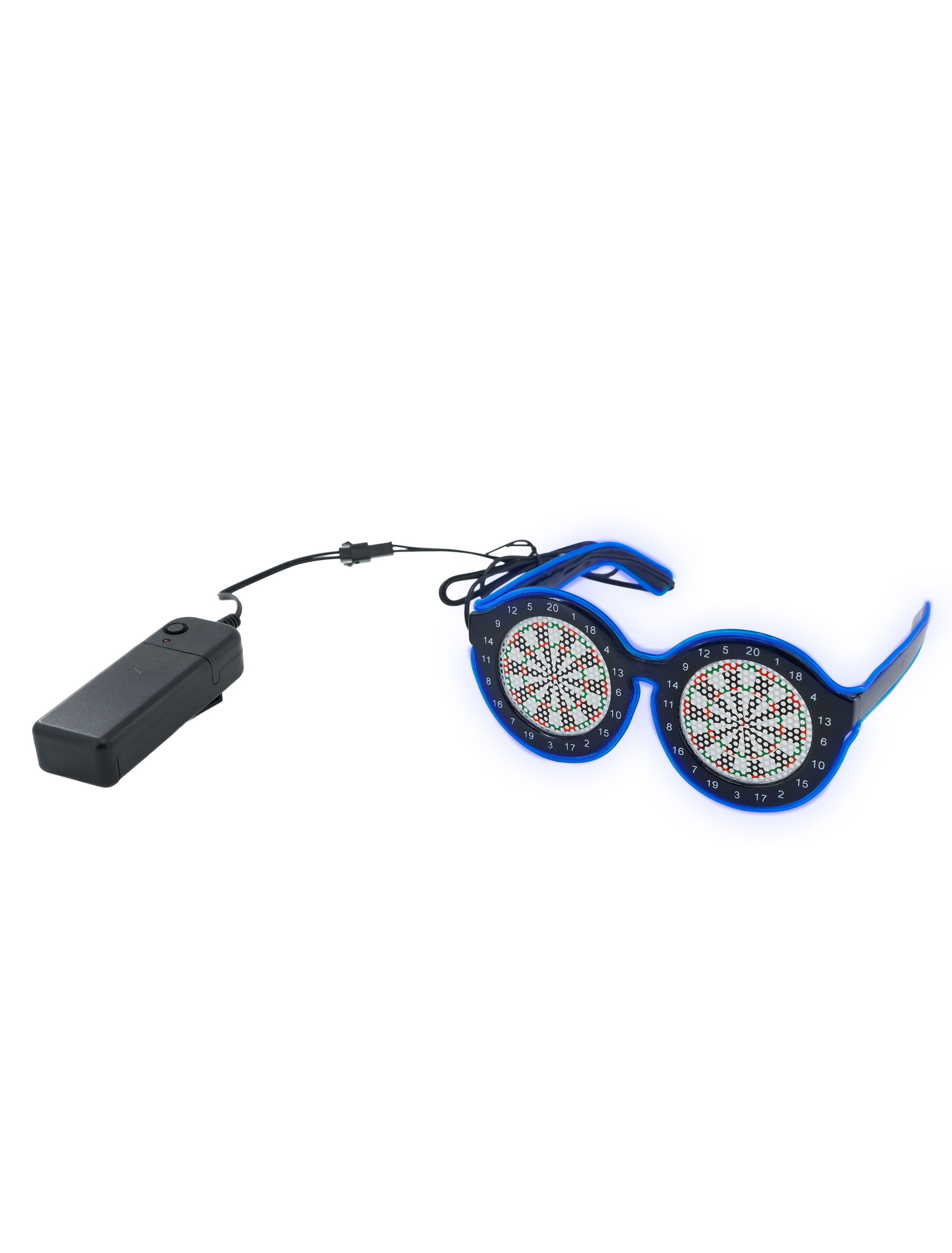 Kostümzubehör LED Brille Darts blau
