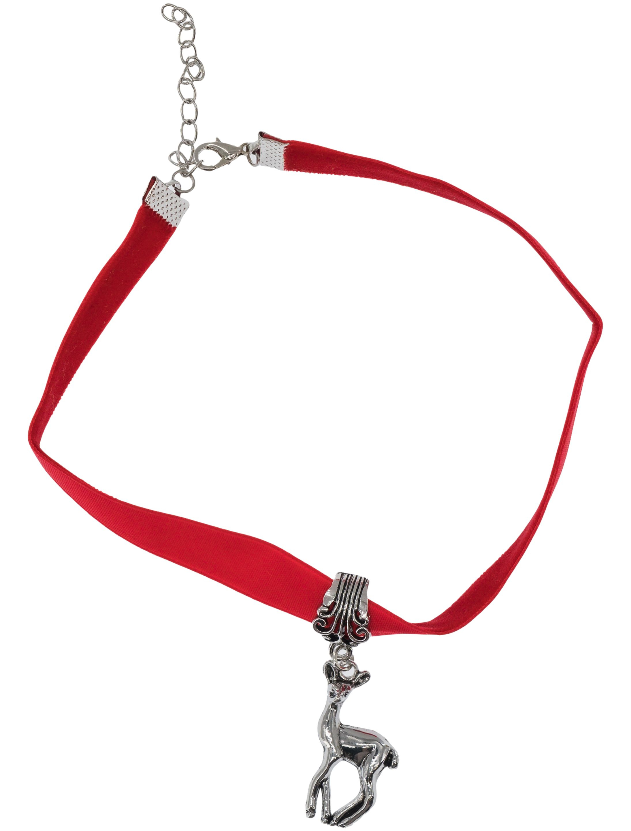 Kostümzubehör Halskette Choker mit Reh Damen rot