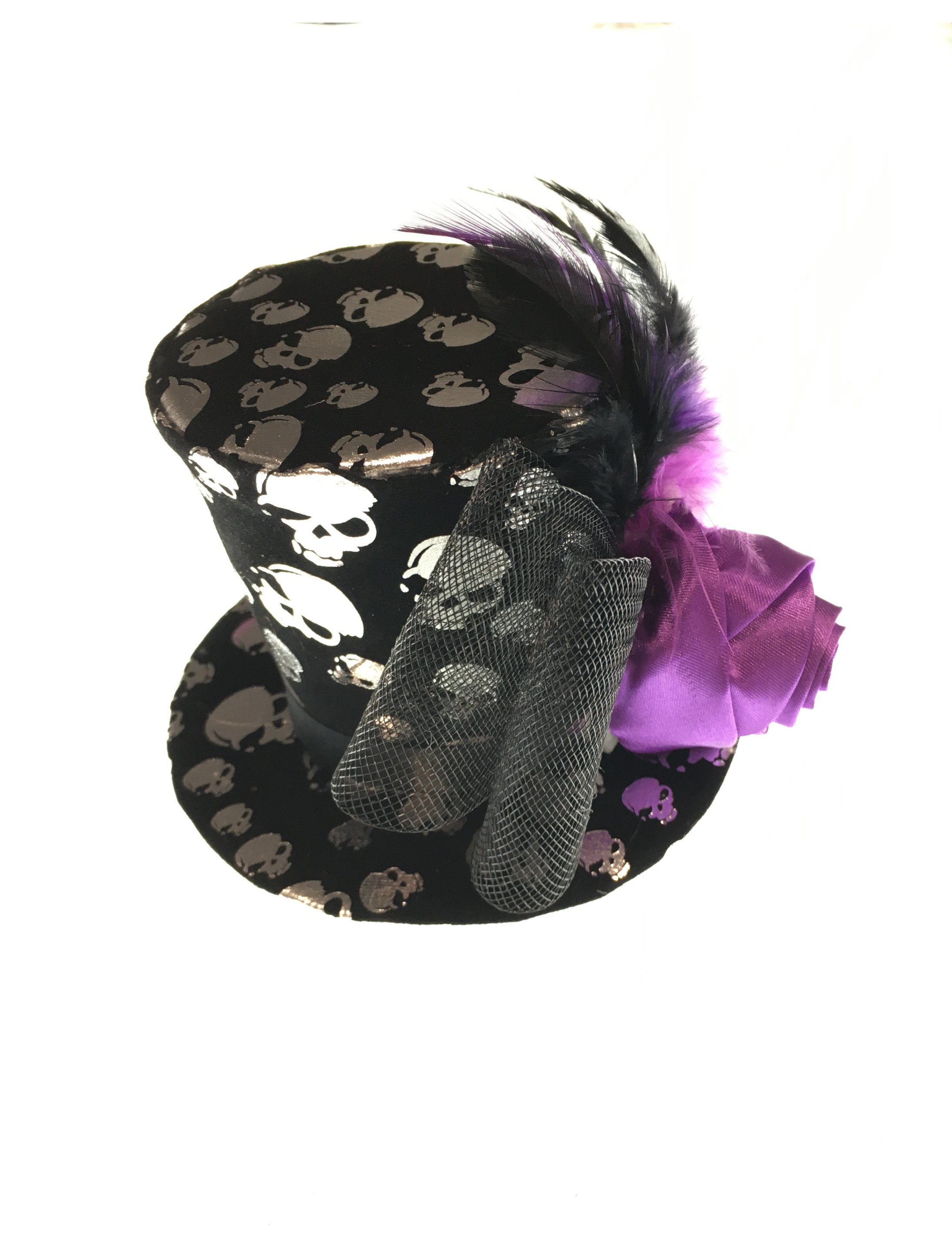 Kostümzubehör Mini Hut mit Skeletthand und Haarspange schwarz one size