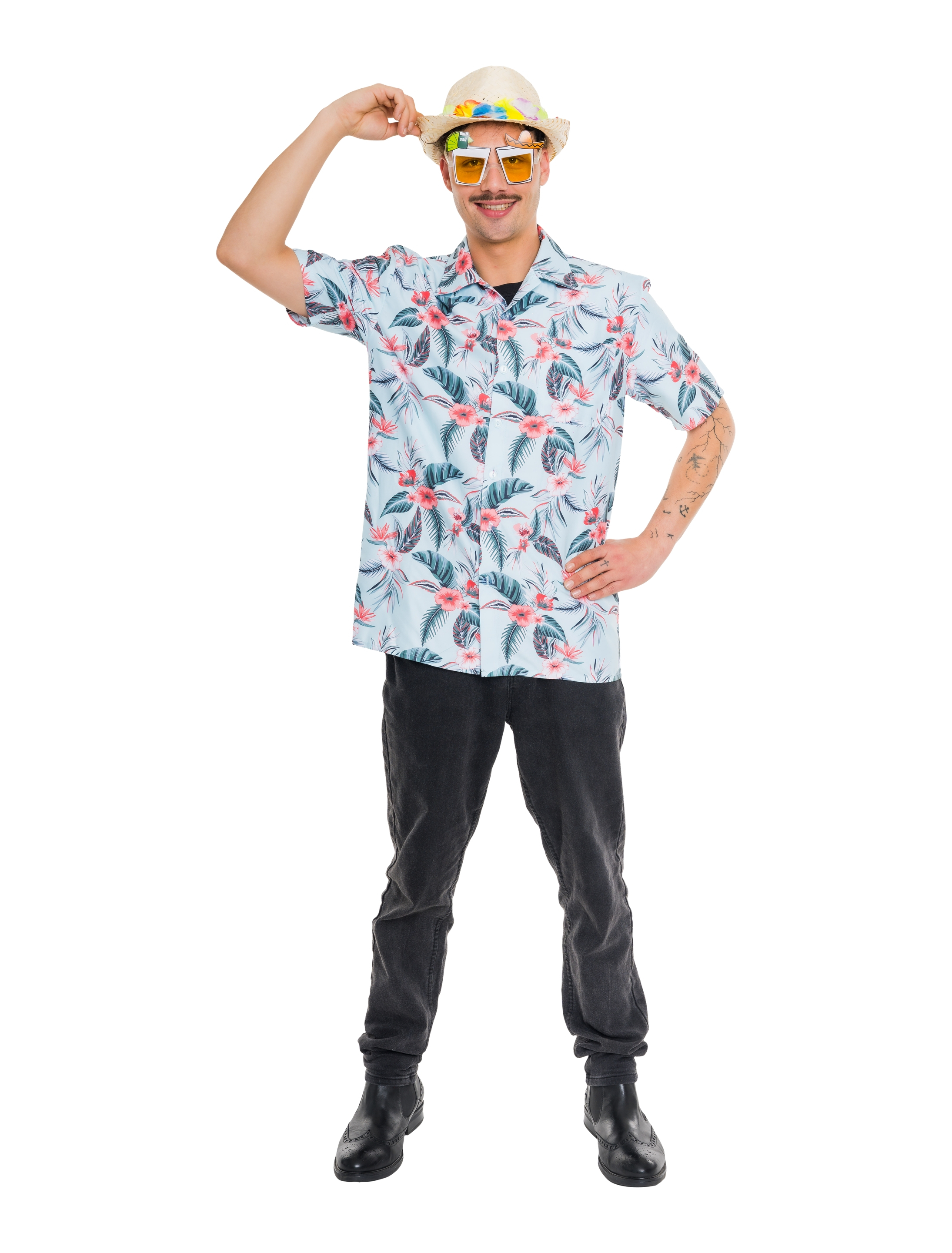 Hemd Hawaii Herren grün/orange 4XL