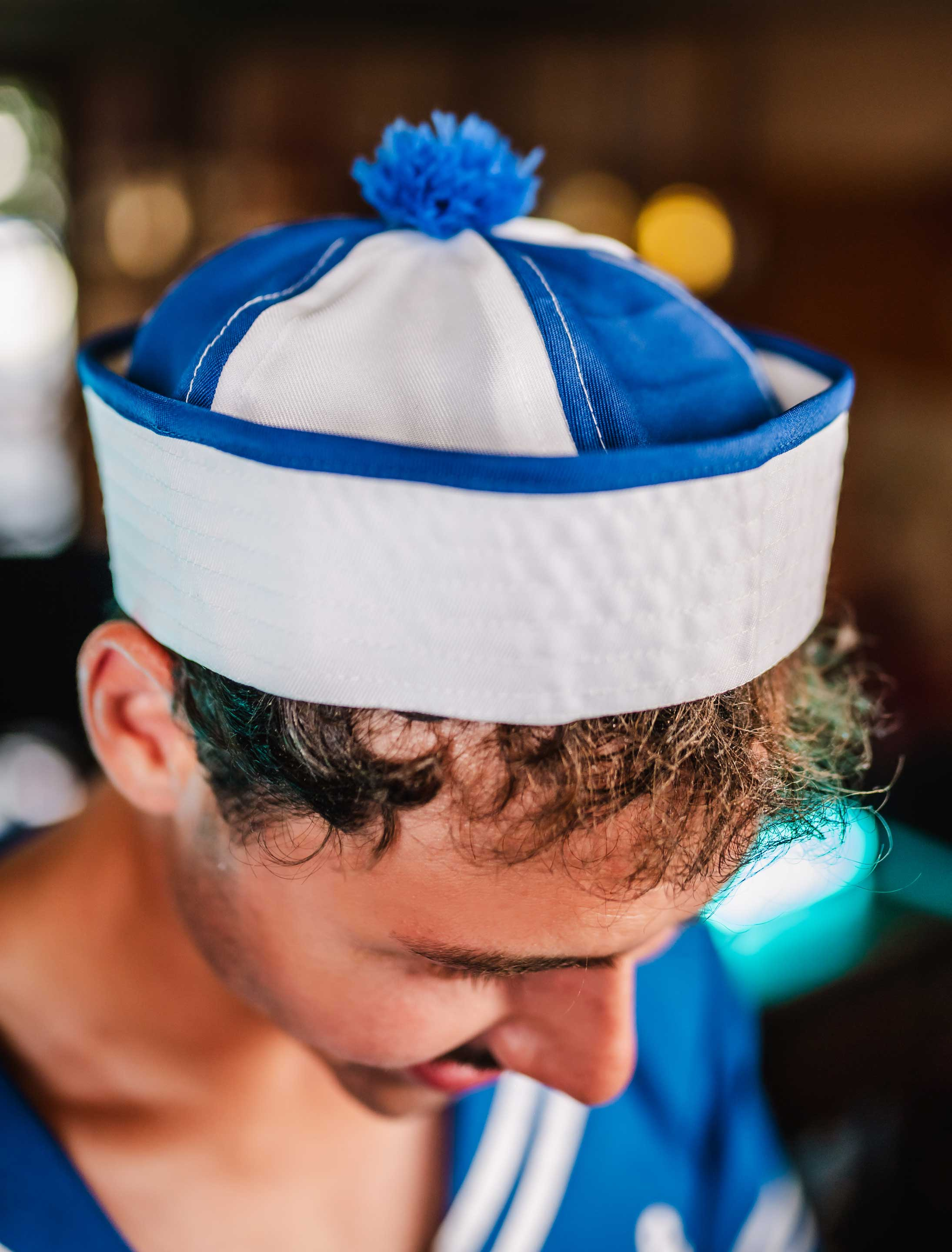 Kostümzubehör Matrosenmütze blau/weiß one size