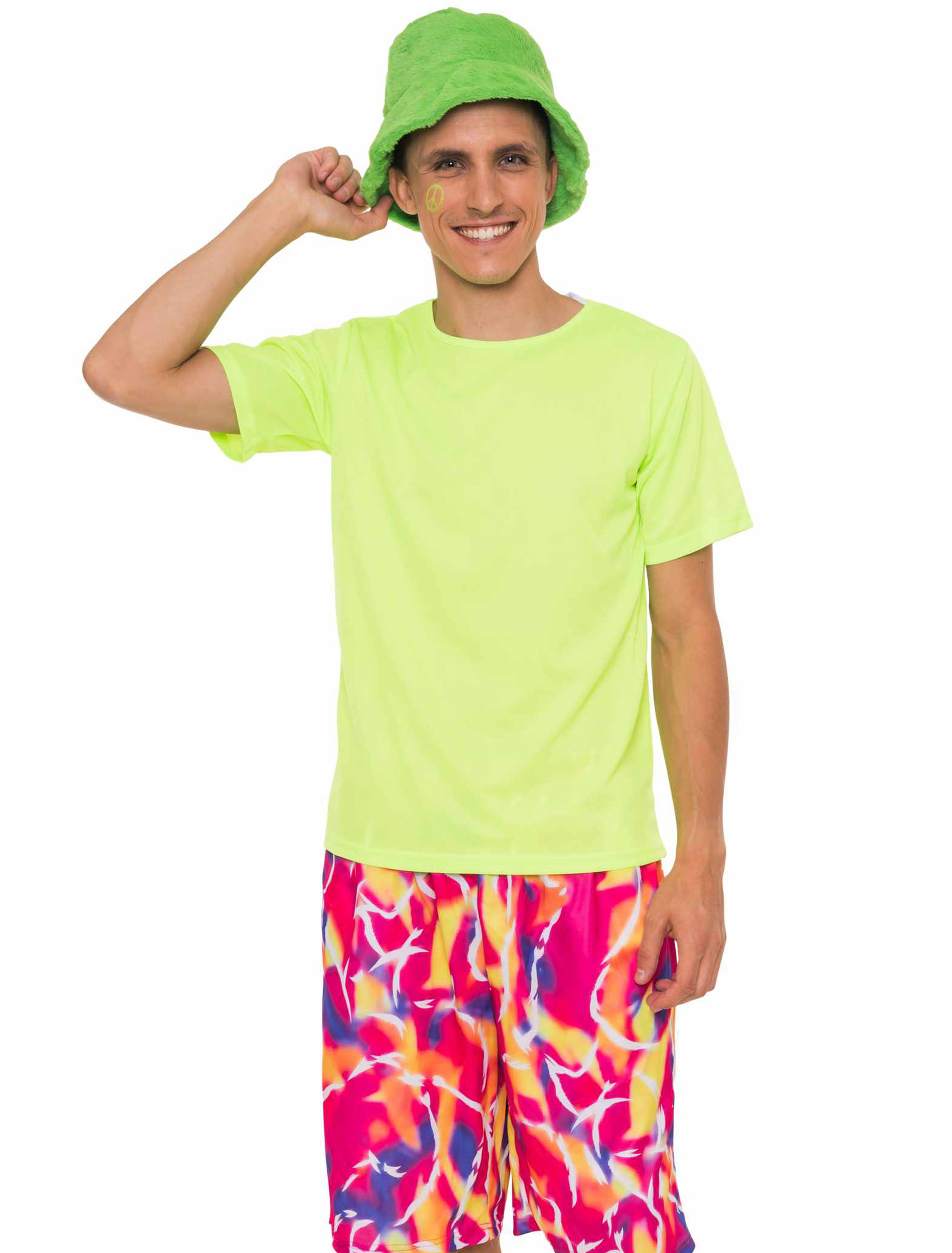 T-Shirt Neon Unifarben Herren neongrün S/M