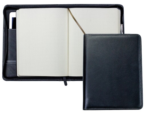 RV-Notizbuch mit Tablet Computer Fach PREMIUM LEDER SOFTGRAIN schwarz (genarbt)