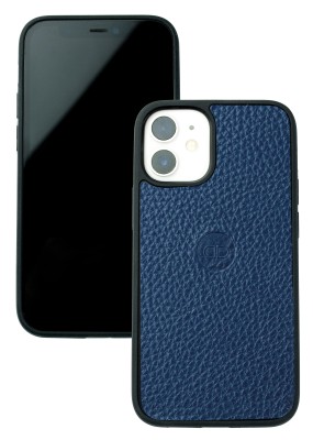 iPhone Case Silikon Schutzhülle in PREMIUM LEDER SOFTGRAIN blau (genarbt)