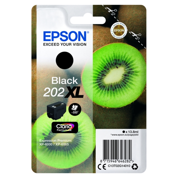 Original Epson Tinte 202XL BK / C13T02G14010 schwarz für C13T02G14010