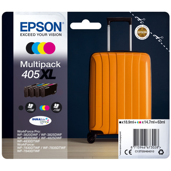 Original Epson Tinte 405 XL BK C M Y / C13T05H64010 gelb für C13T05H64010