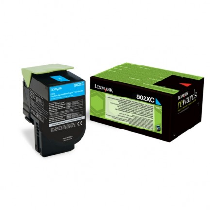 Original Lexmark Toner 802XC / 80C2XC0 cyan für 80C2XC0
