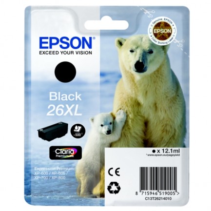 Original Epson Tinte 26XL BK / C13T26214012 schwarz für C13T26214012