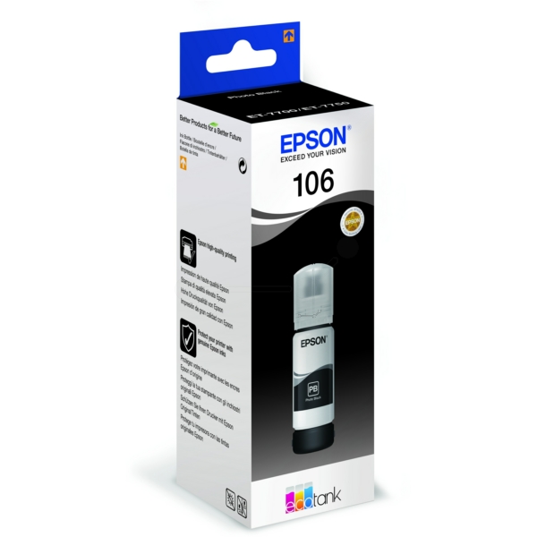 Original Epson Tinte 106 BK / C13T00R140 foto schwarz für C13T00R140