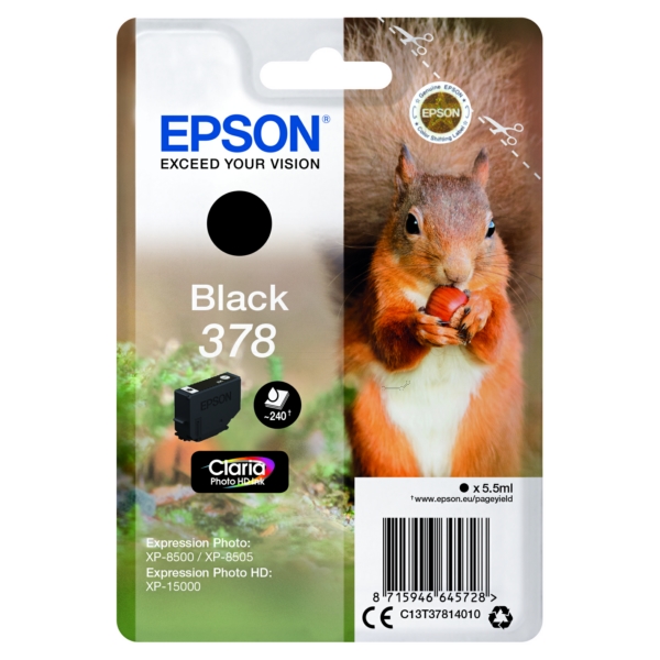 Original Epson Tinte 378 BK / C13T37814010 schwarz für C13T37814010