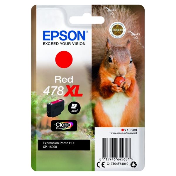 Original Epson Tinte 478XL R / C13T04F54010 rot für C13T04F54010