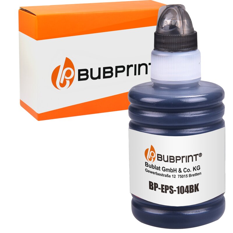 Bubprint Druckerpatrone kompatibel für Epson 104 EcoTank ET-4700 ET-2720 ET-2710 ET-2711 ET-2712 ET-2714 ET-2715 ET-2721 ET-2726 Schwarz Black