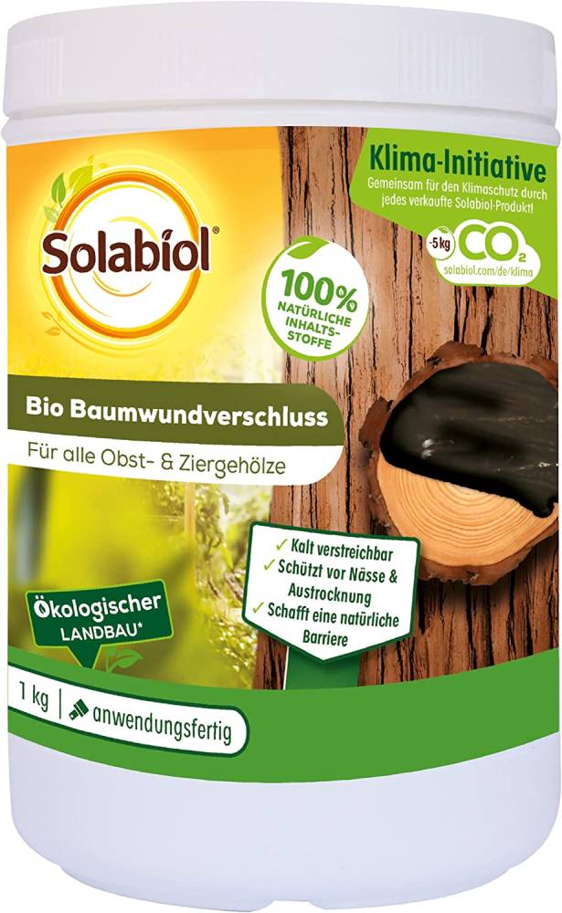 Solabiol Bio Baumwundverschluss, Wundverschluss bei Baumwunden und Rissen, für alle Obst- und Ziergehölze, 1 kg Dose