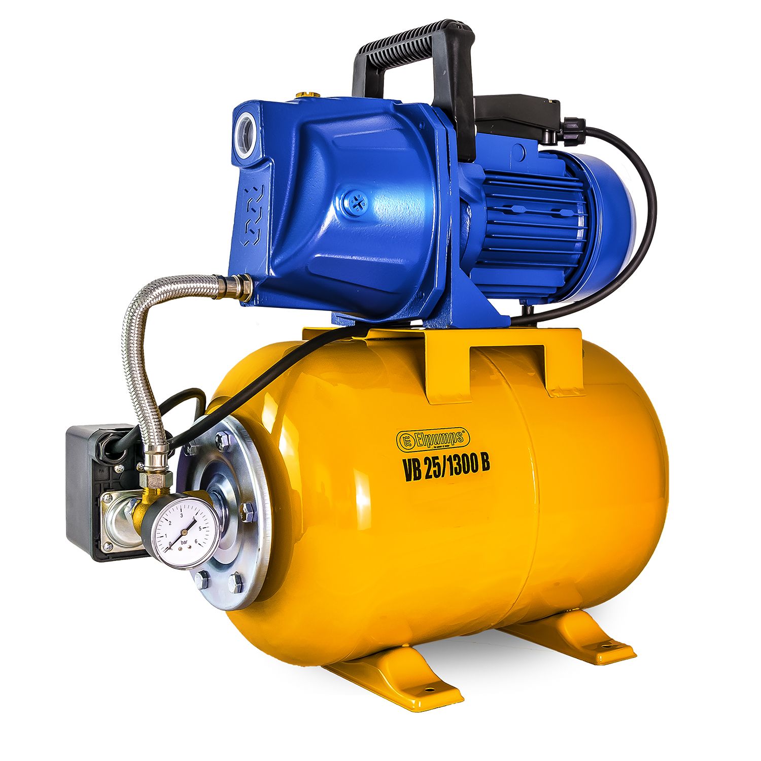 VB 25/1300 B Domestic waterwork, with INOX steel impeller, 1300 W, 5.400 l/h, 4,7 bar, 25 L