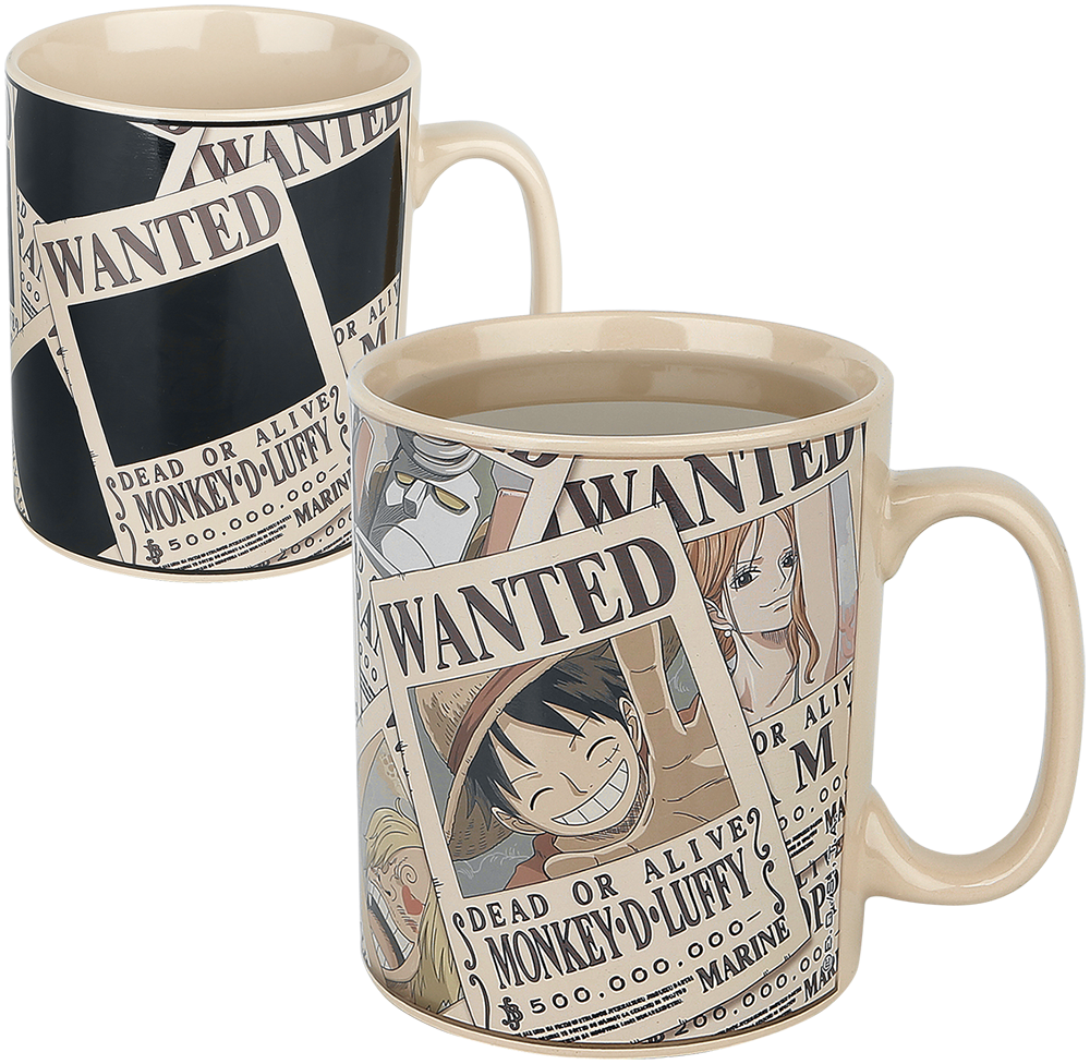 One Piece - Anime Tasse - Wanted - Tasse mit Thermoeffekt - multicolor - Lizenzierter Fanartikel