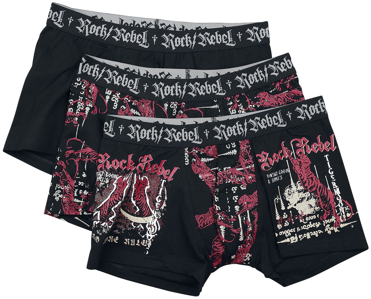 Rock Rebel by EMP Boxershort-Set mit Prints Boxershort-Set schwarz