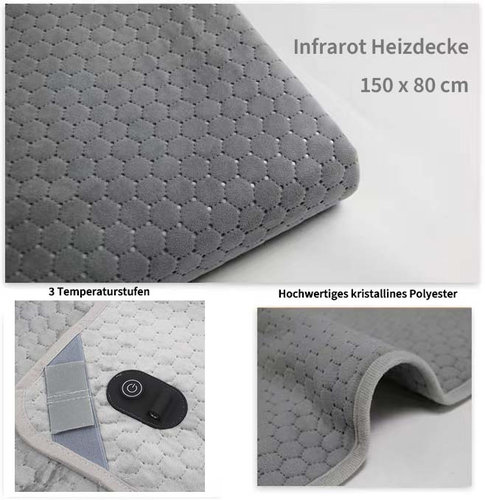 'Entratek Infrarot Wärmeunterbett 150 x 80 cm Graphen-Ferninfrarot, 3 Temperaturstufen, Heizdecke'