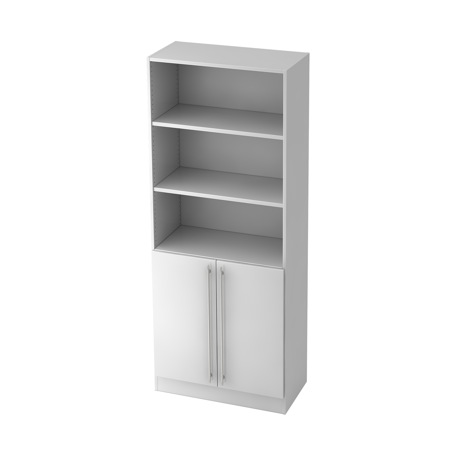 Hammerbacher Schrank-Regal Kombi 5 OH Solid 7700 (Dekor Front: Weiß|Dekor Korpus: Weiß|Griff: Relinggriff)