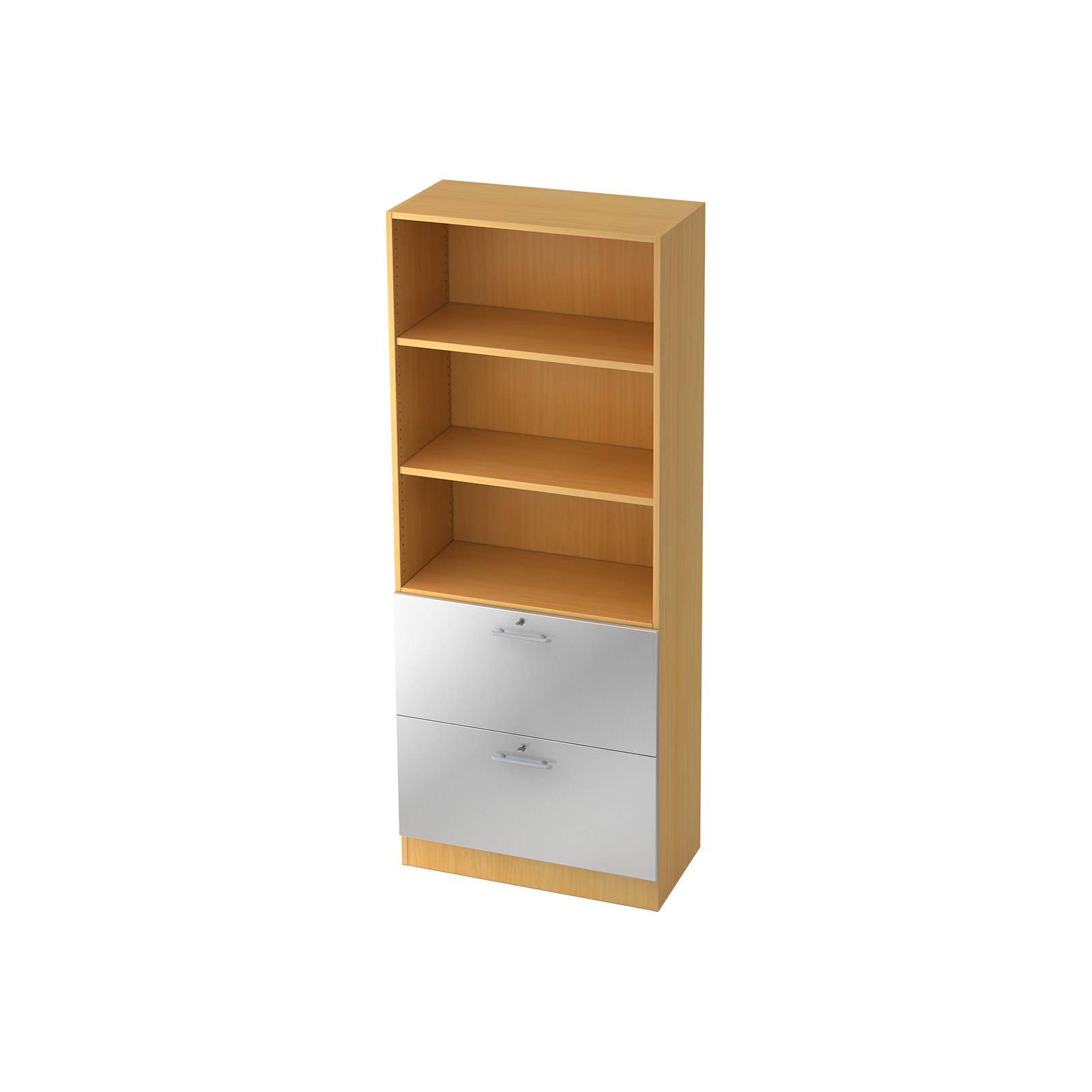 Hammerbacher HR-Schrank 5 OH abschließbar Solid 7300 (Dekor Korpus: Buche|Griff: Relinggriff|Dekor Front: Silber)