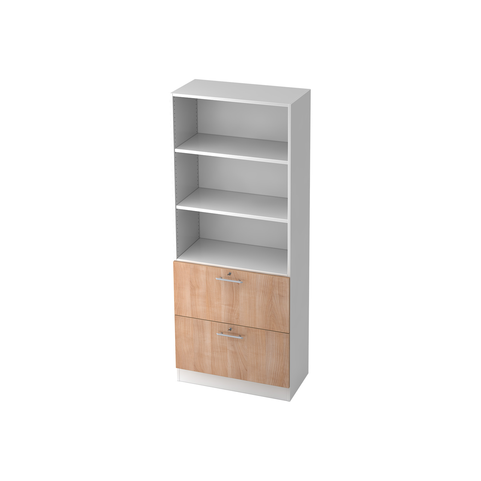 Hammerbacher HR-Schrank 5 OH abschließbar Solid 7300 (Dekor Korpus: Weiß|Griff: Relinggriff|Dekor Front: Nussbaum)