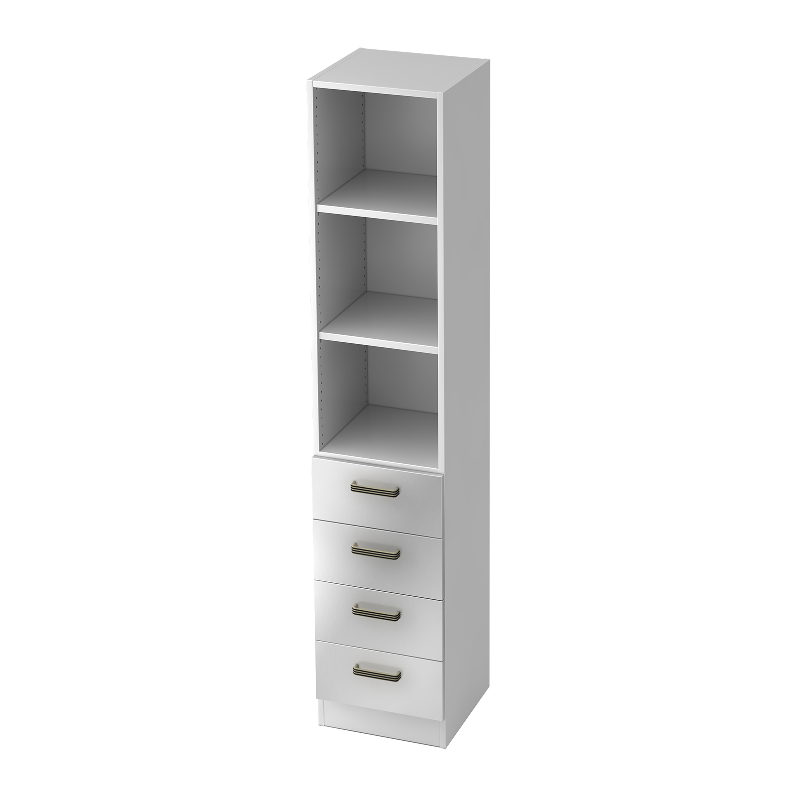 Hammerbacher Schubkasten-Regal Kombi 5 OH Solid 7600 (Dekor Korpus: Weiß|Griff: Streifengriff|Dekor Front: Silber)
