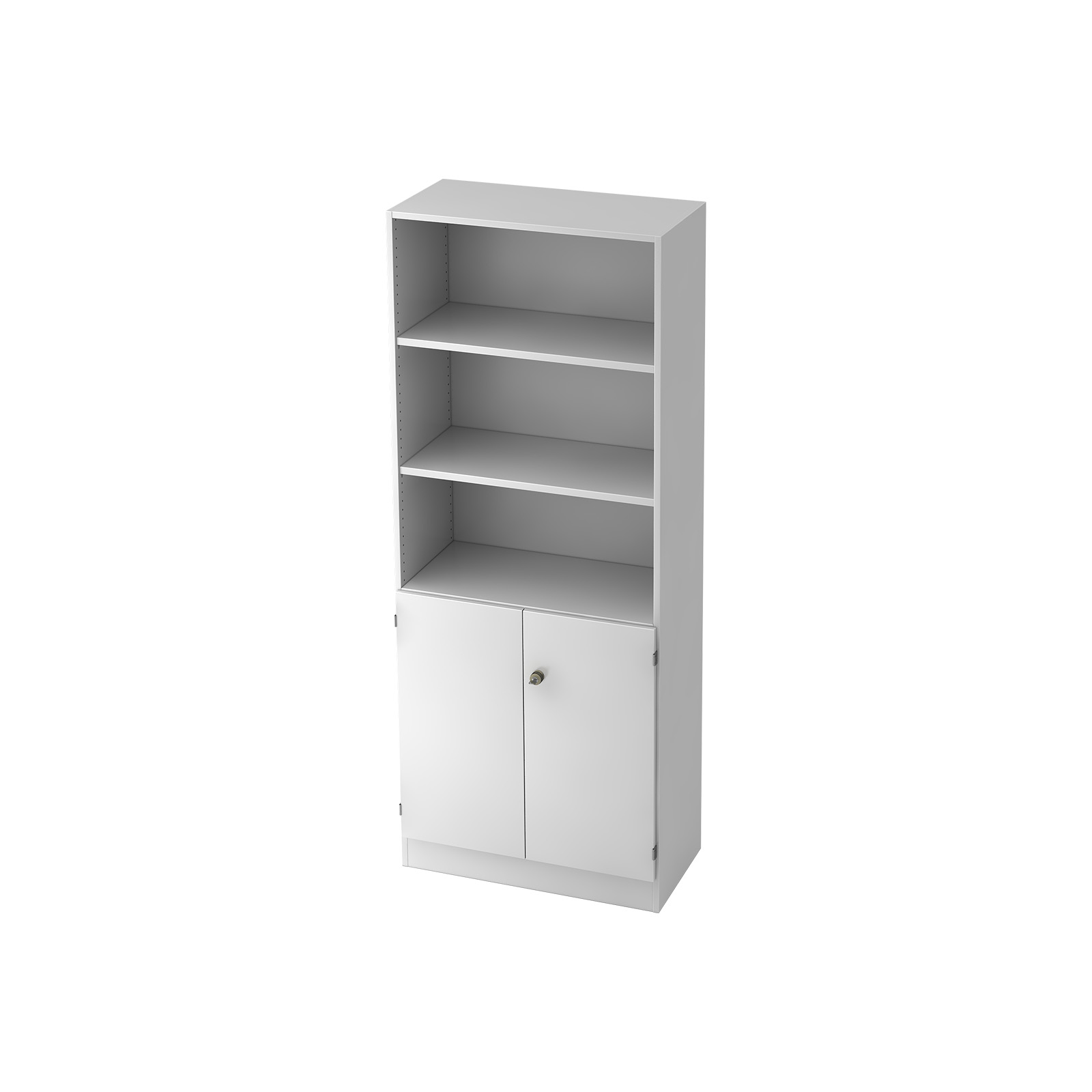 Hammerbacher Schrank-Regal Kombi 5 OH halboffen abschließbar Solid 6770 (Dekor Front: Weiß|Dekor Korpus: Weiß)