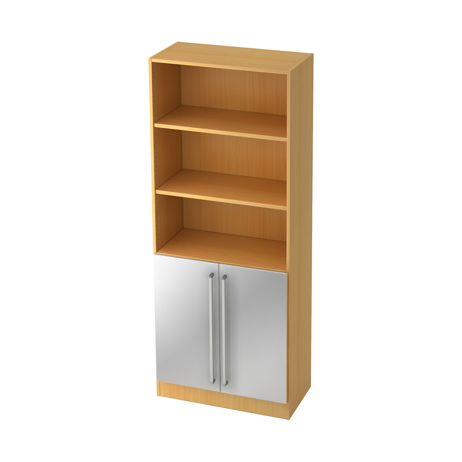 Hammerbacher Schrank-Regal Kombi 5 OH Solid 7700 (Griff: Chromgriff|Dekor Korpus: Buche|Dekor Front: Silber)