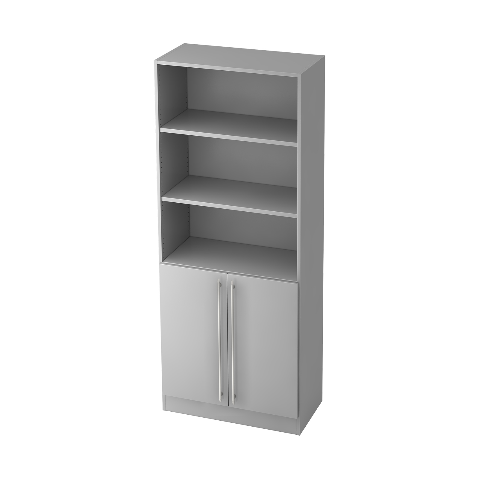 Hammerbacher Schrank-Regal Kombi 5 OH Solid 7700 (Dekor Front: Grau|Dekor Korpus: Grau|Griff: Relinggriff)