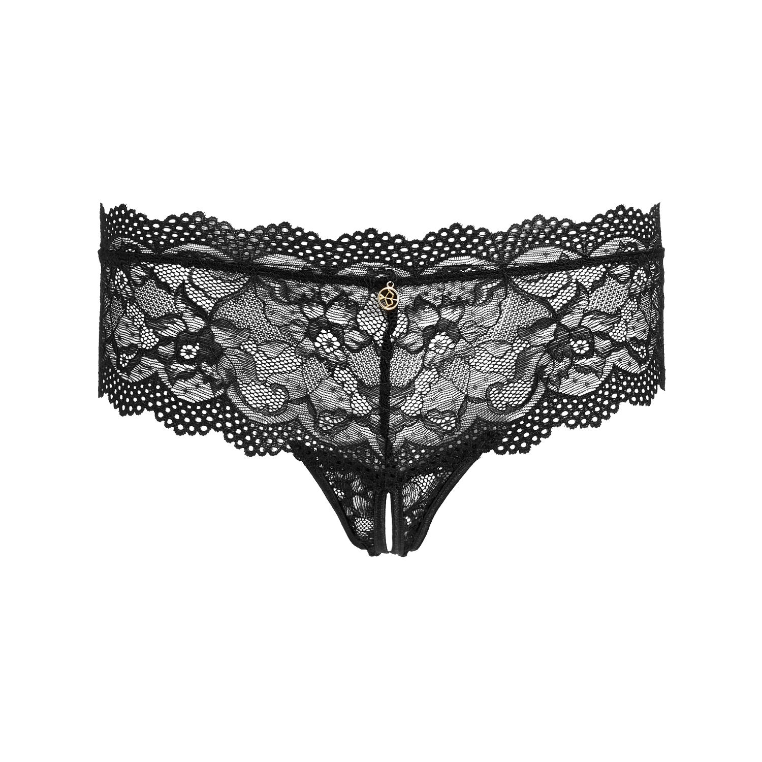 Escora Feine String Panty Ouvert in Schwarz