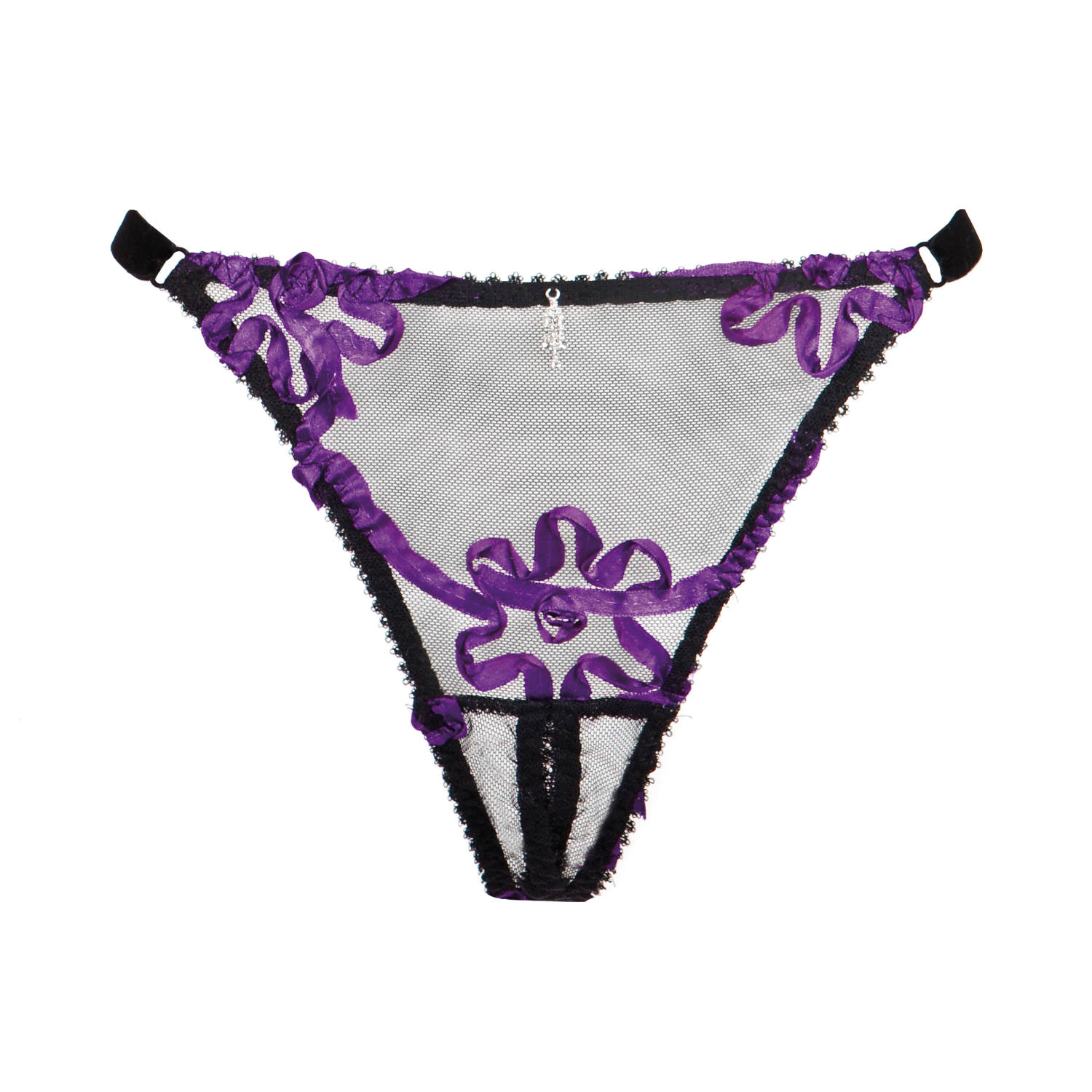 Escora Außergewöhnlicher String Ouvert aus schwarzen Tüll